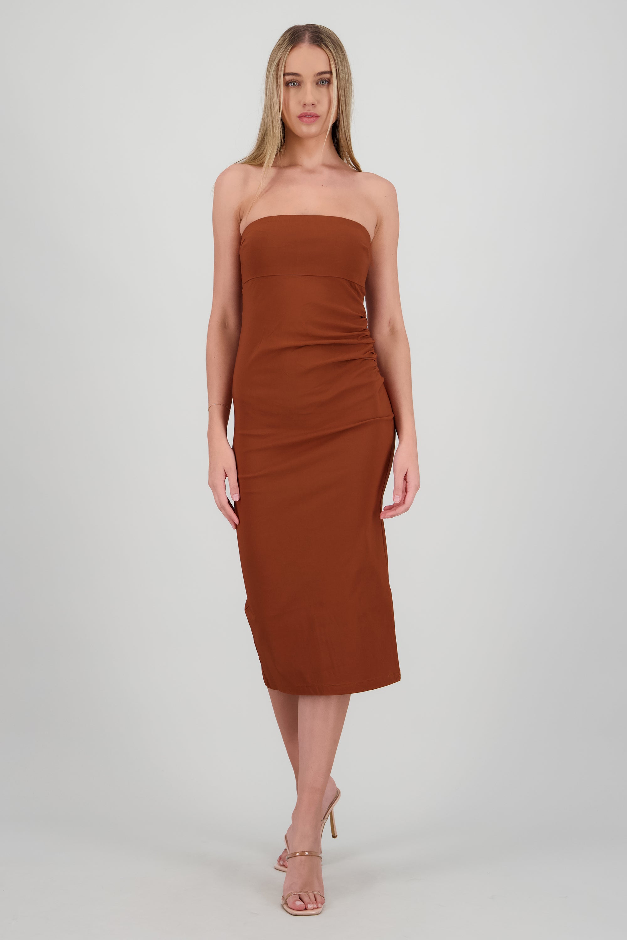 Vestido drapedado tubo CHOCOLATE