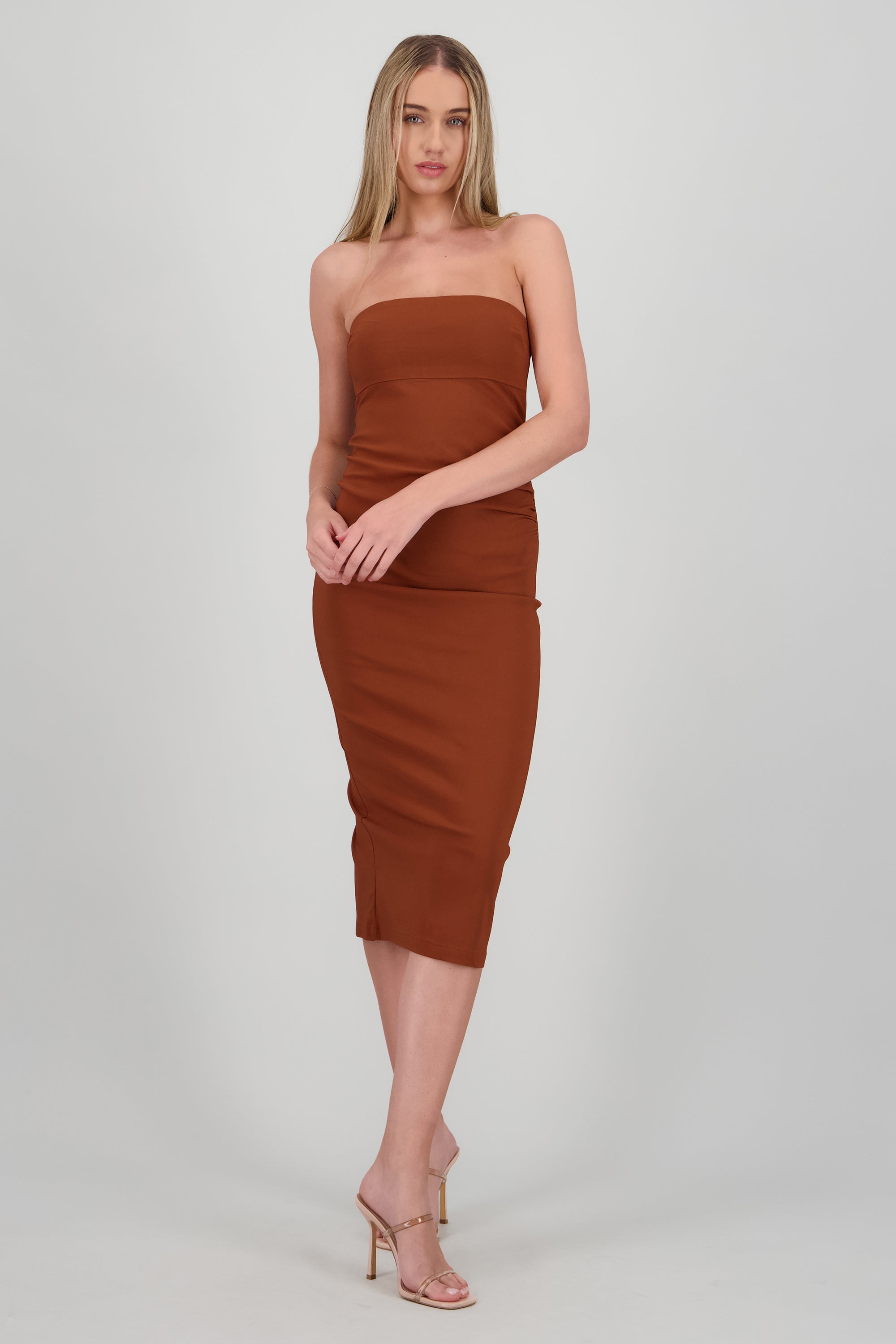 Vestido drapedado tubo CHOCOLATE