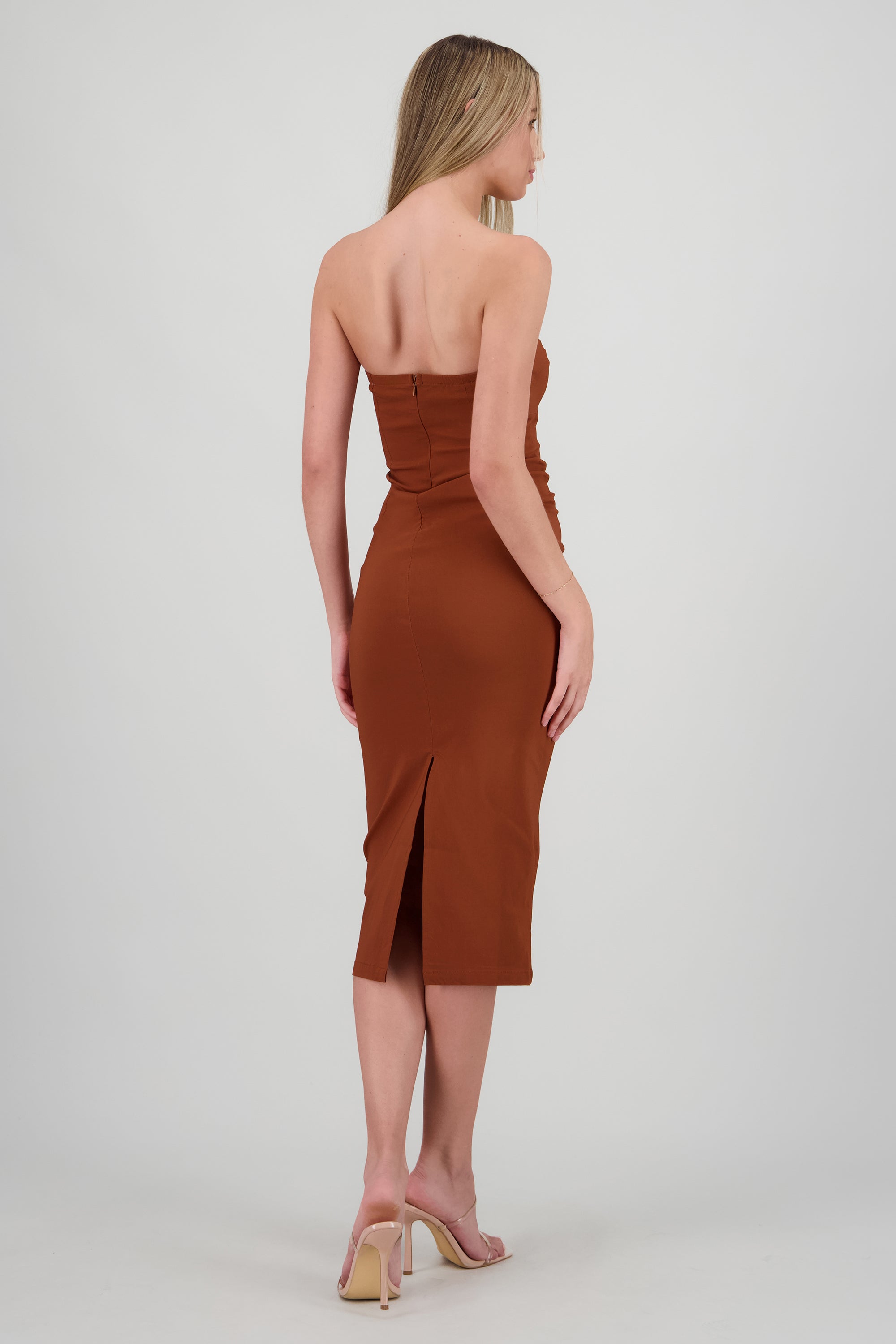 Vestido drapedado tubo CHOCOLATE