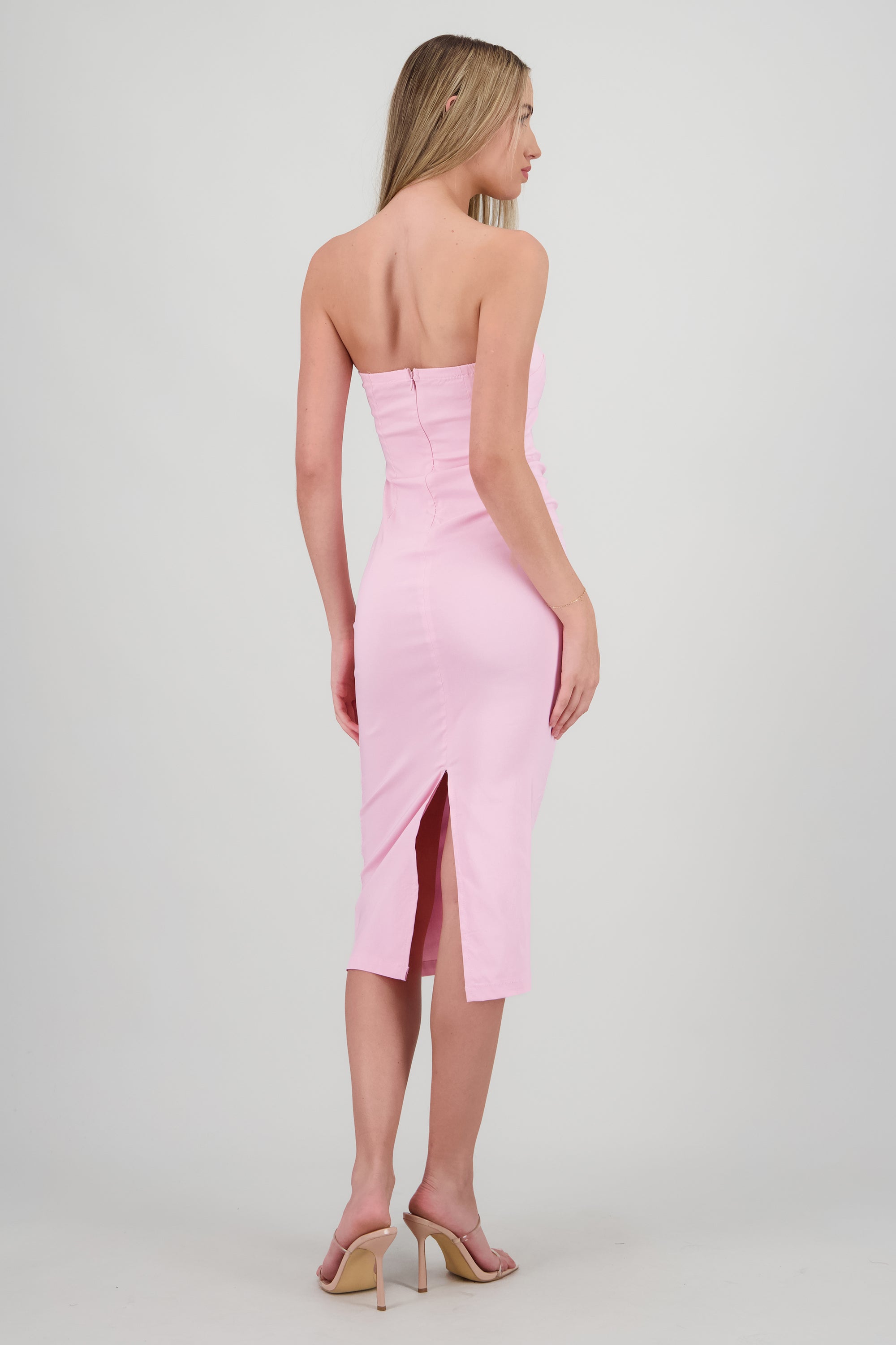 Vestido drapedado tubo ROSA PASTEL