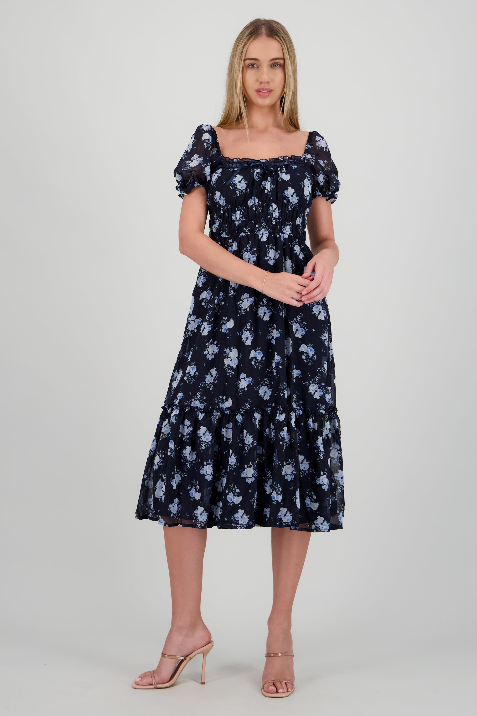 Vestido maxi escote cuadrado MARINO COMBO