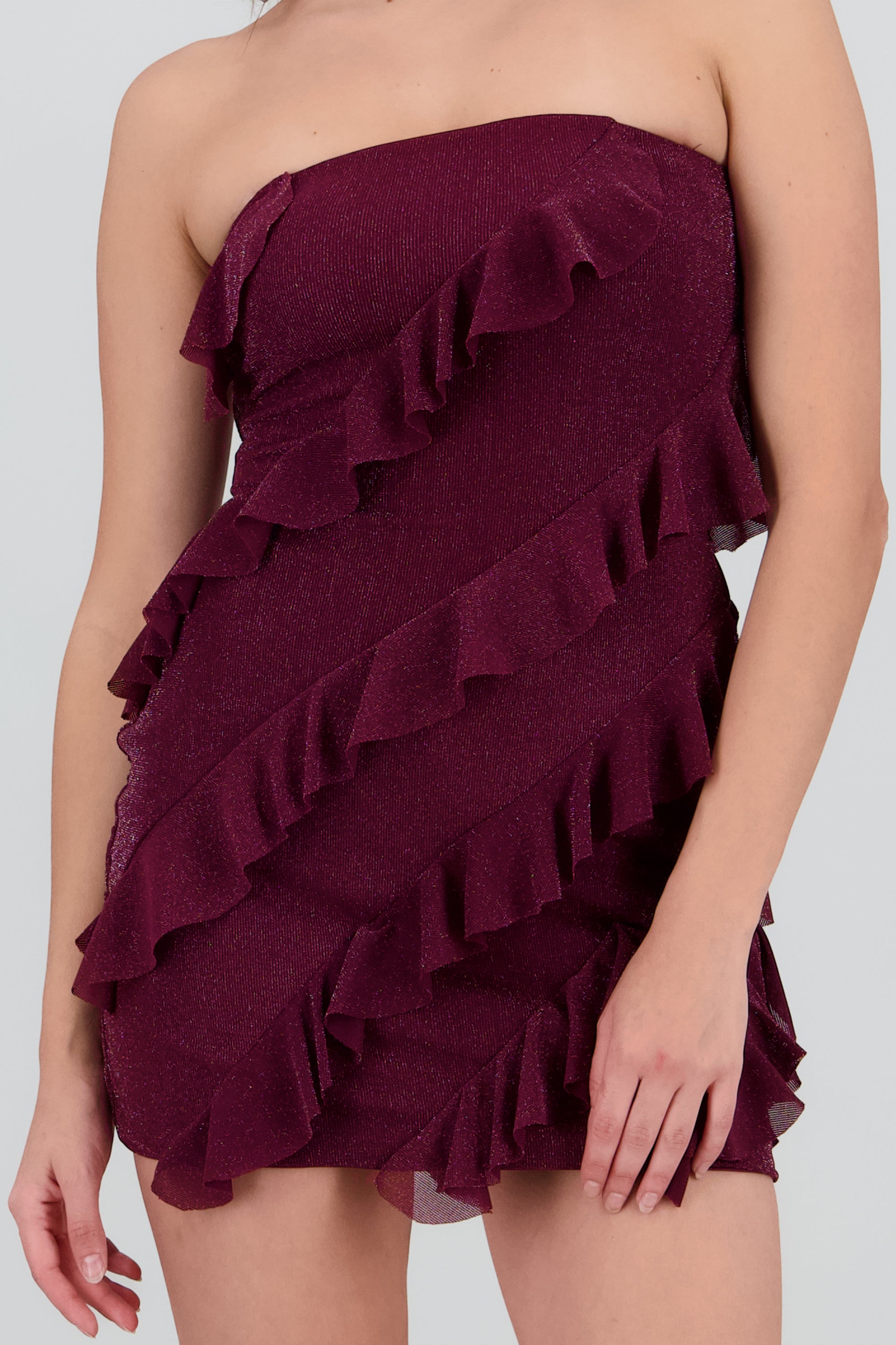 Vestido mini bandeau olanes VINO