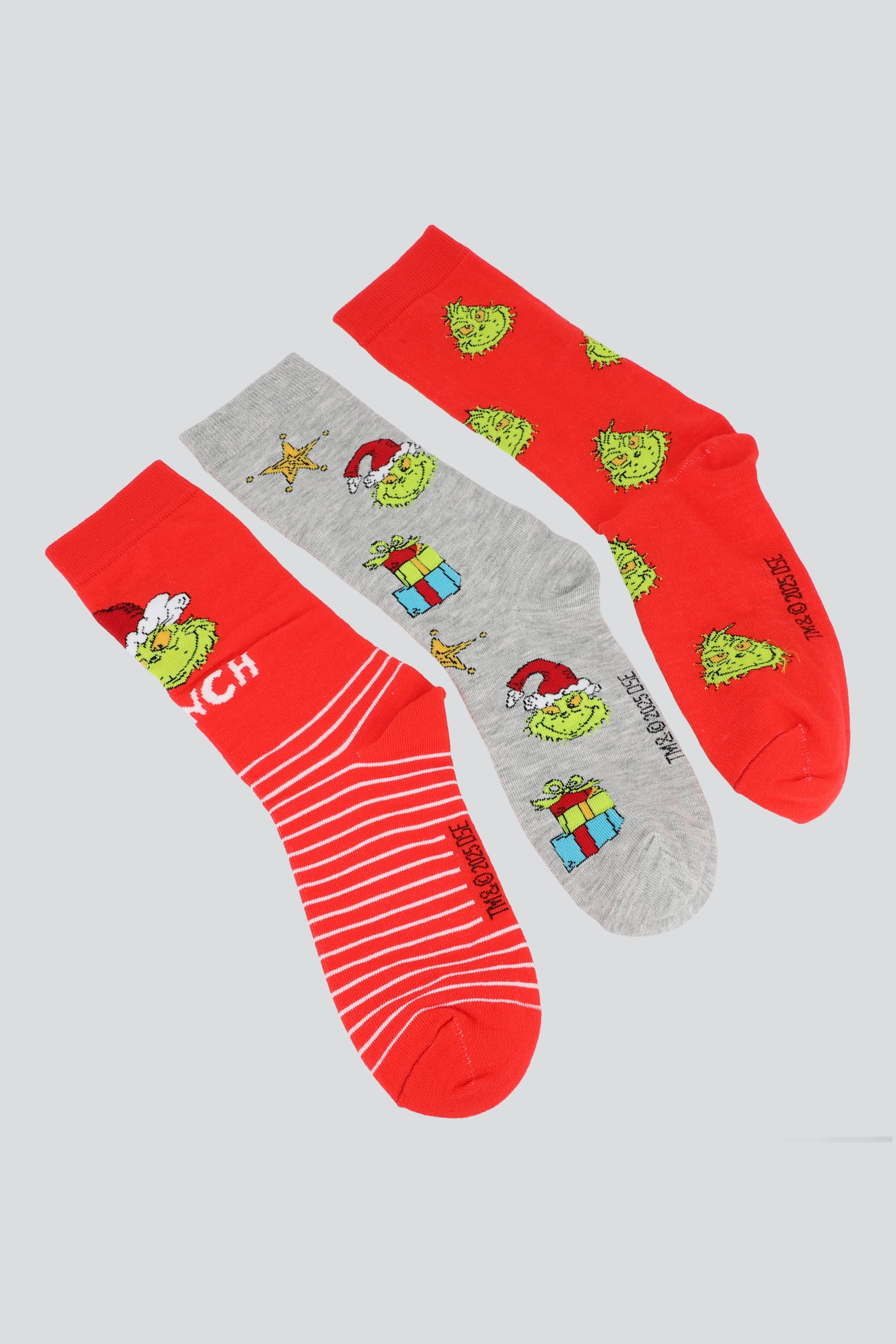 Set 3 pares calcetas grinch ROJO