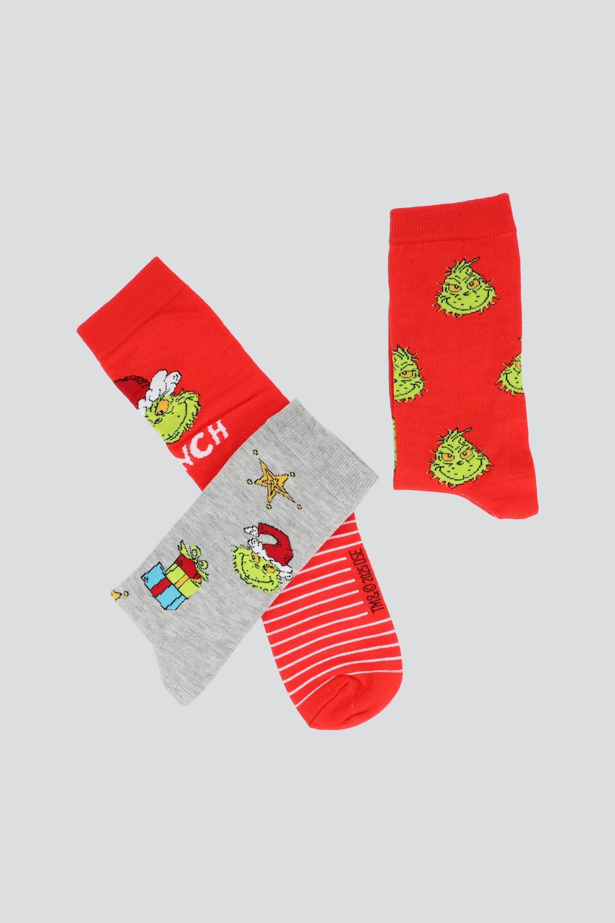 Set 3 pares calcetas grinch ROJO