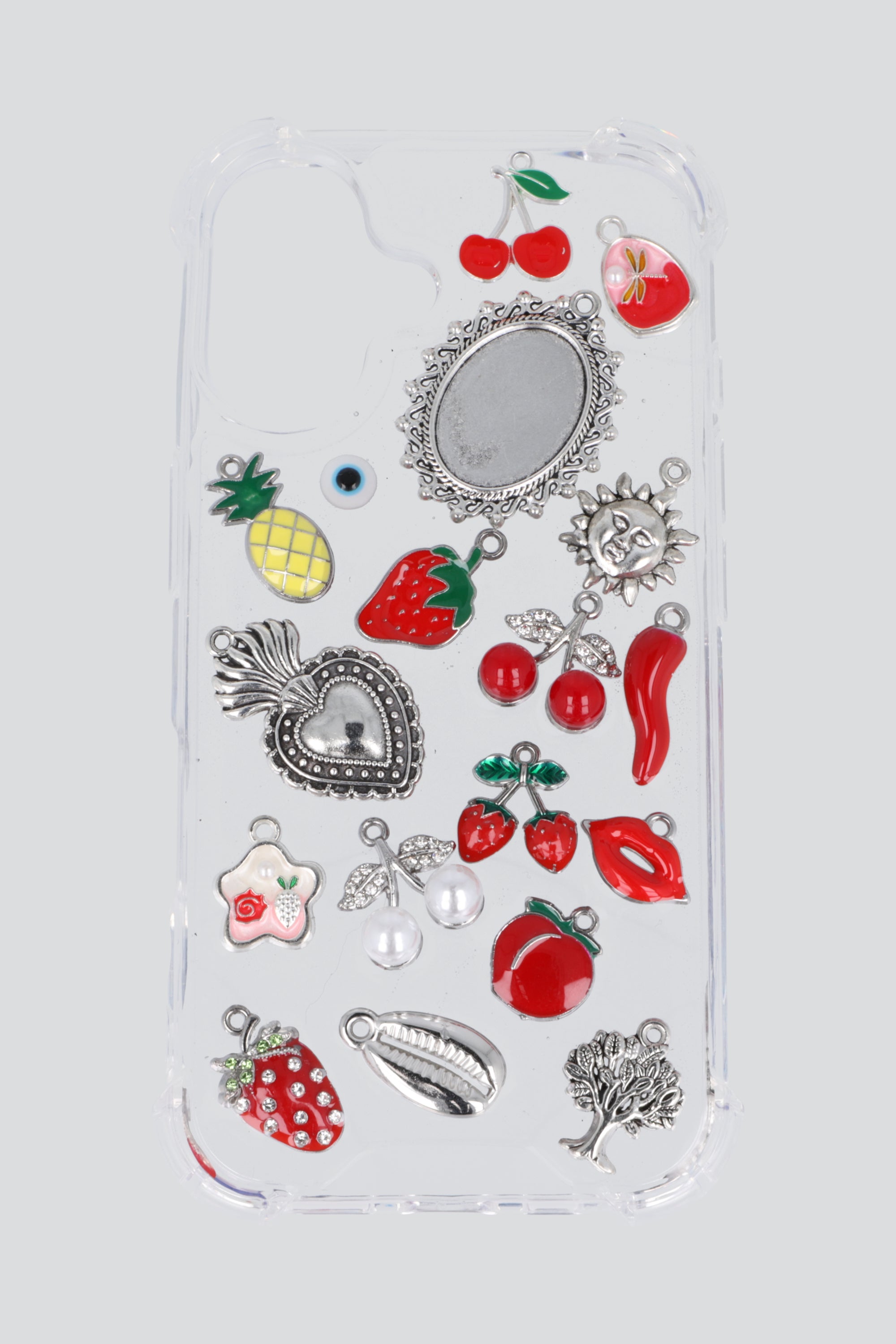 Funda iph 16 charms encapsulados PLATA