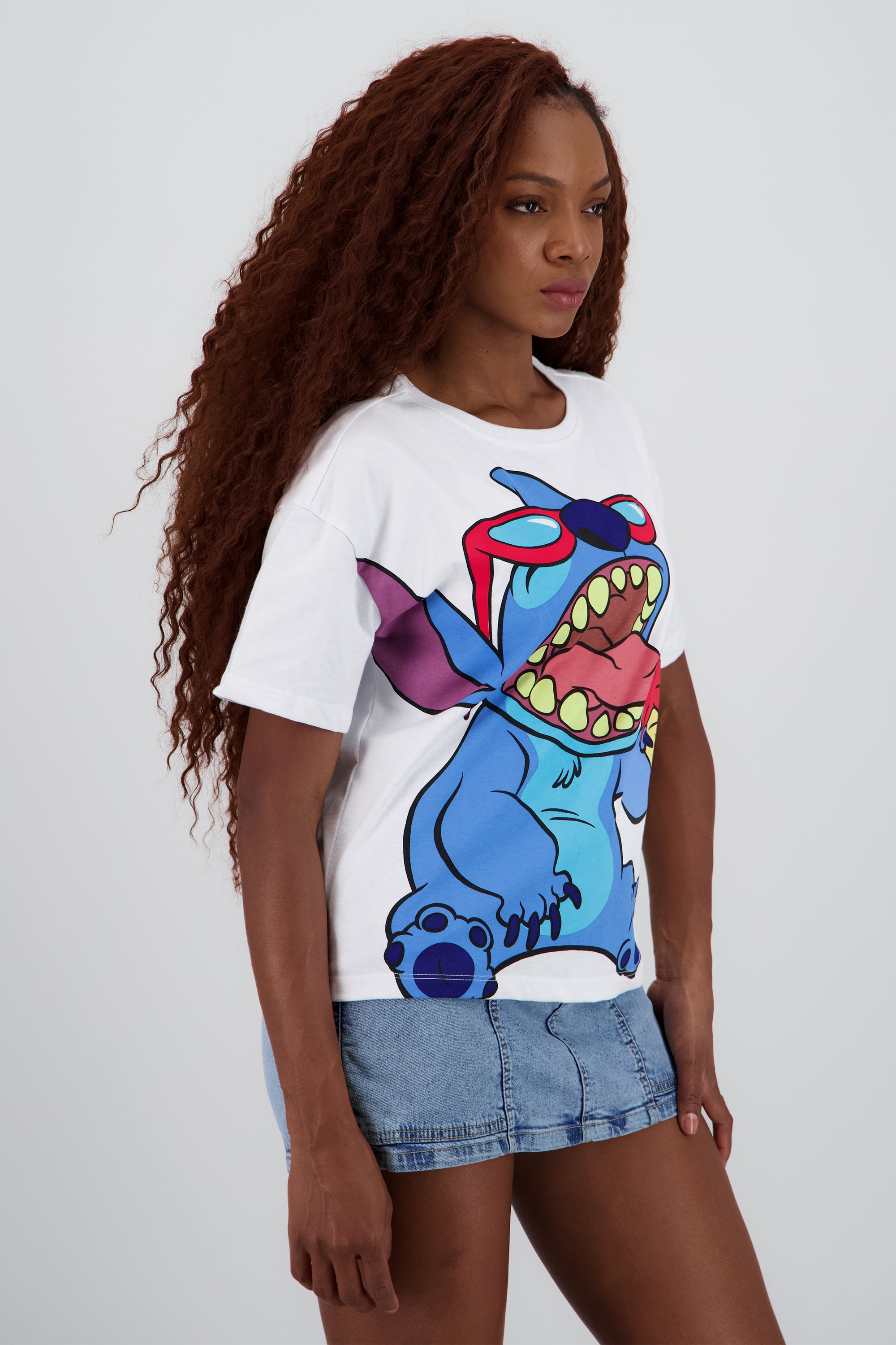 Playera boxy stitch helado BLANCO