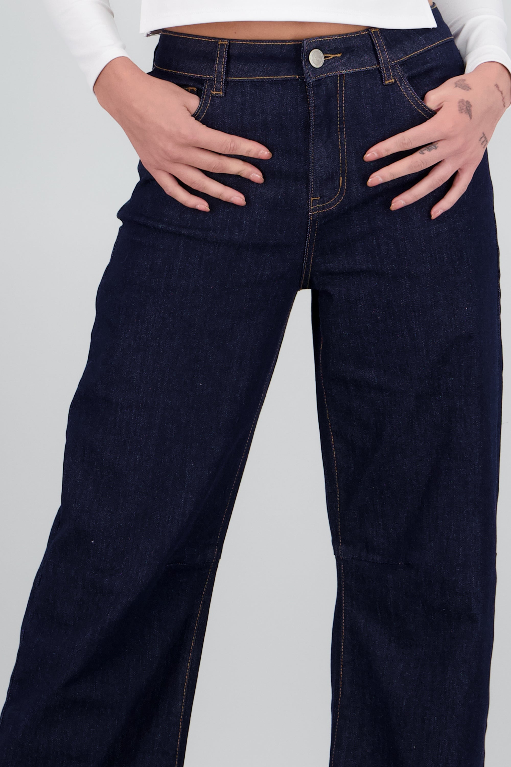 Wide straight jeans DARK WASH