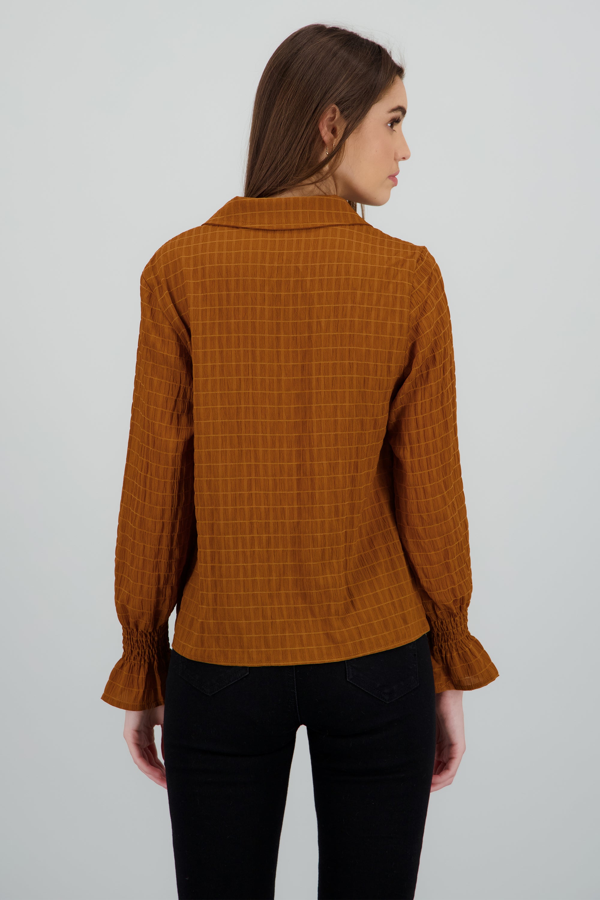 Blusa manga larga textura CHOCOLATE