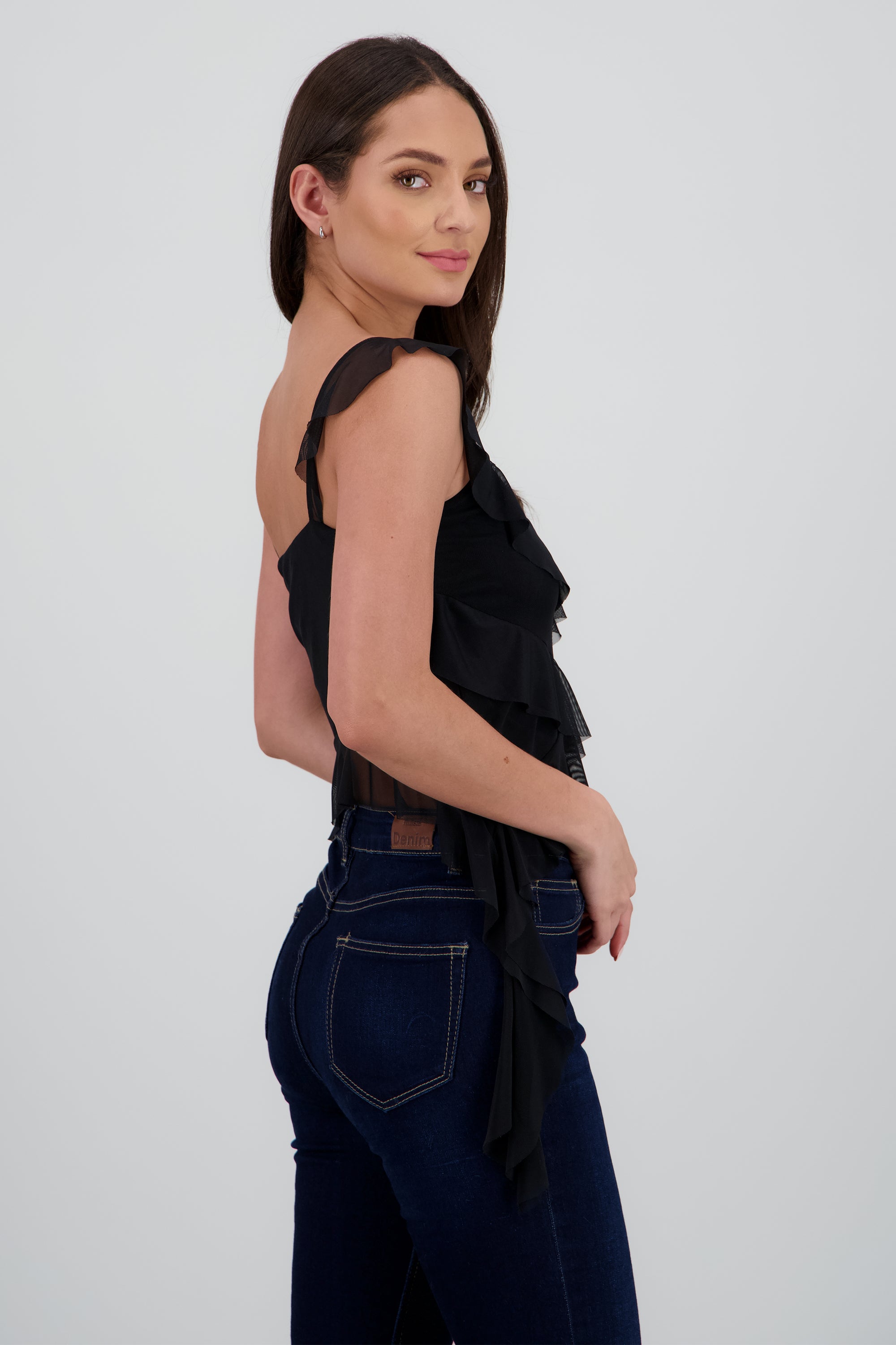 Top mesh olanes NEGRO