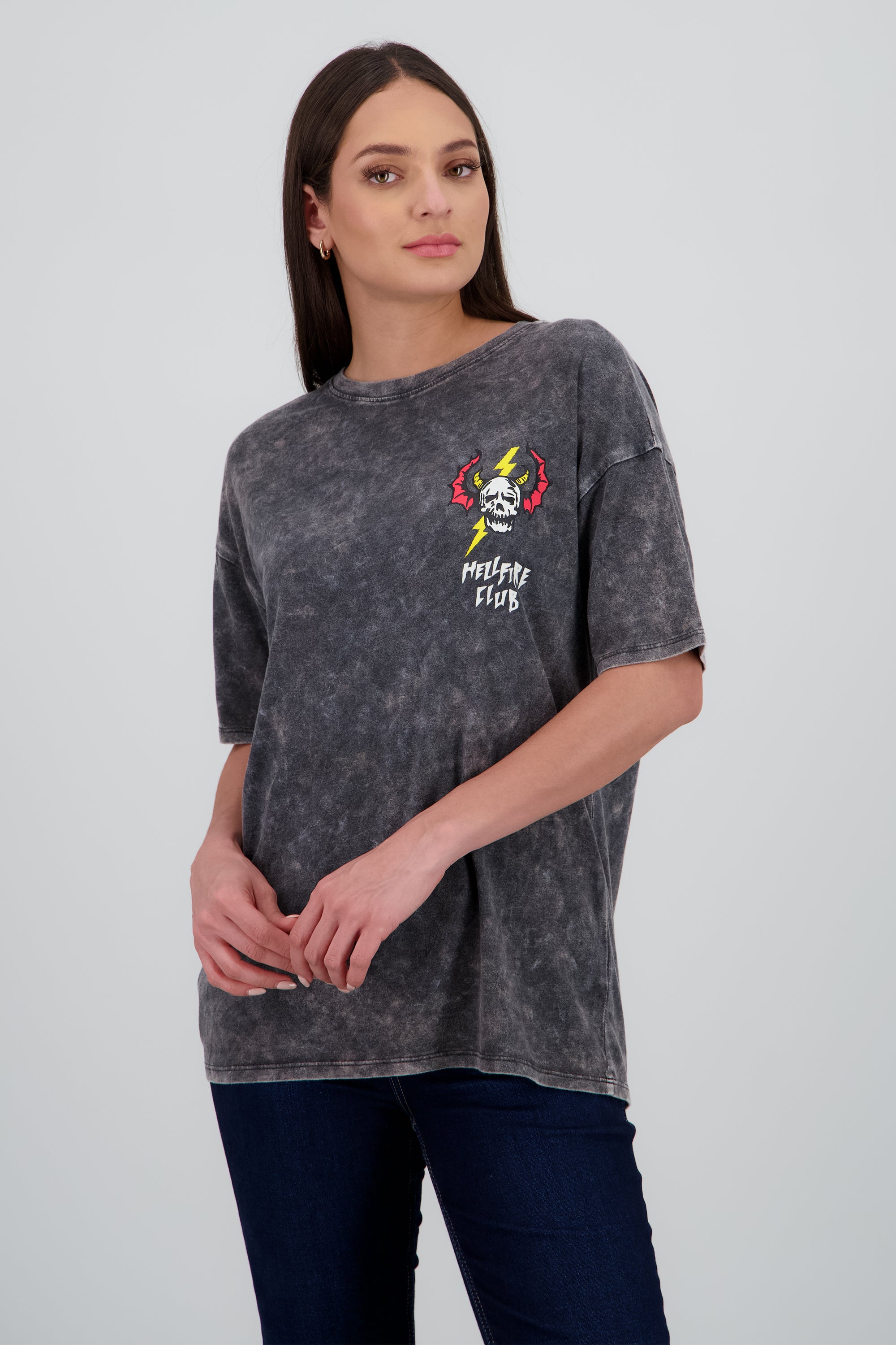 Playera helfire club logo ACID WASH