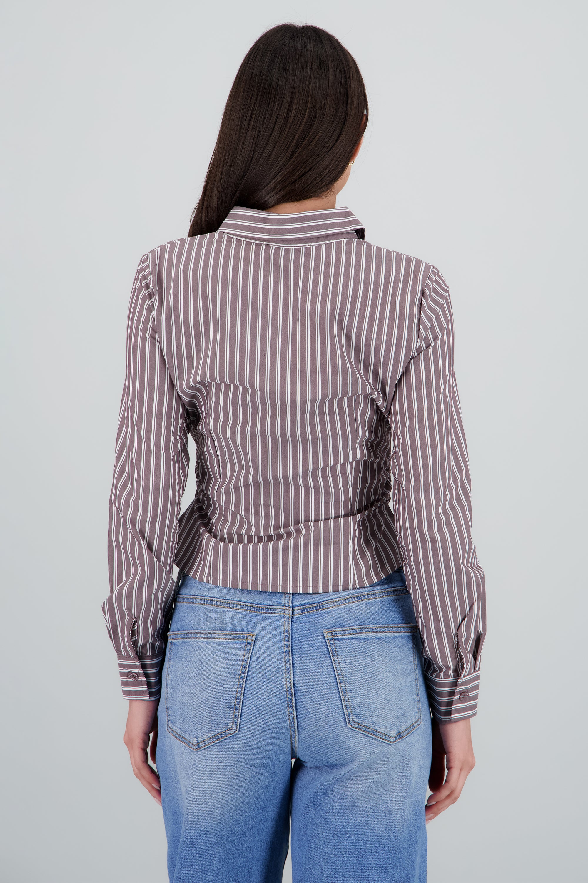 Camisa pinzas estampado rayas CAFE COMBO