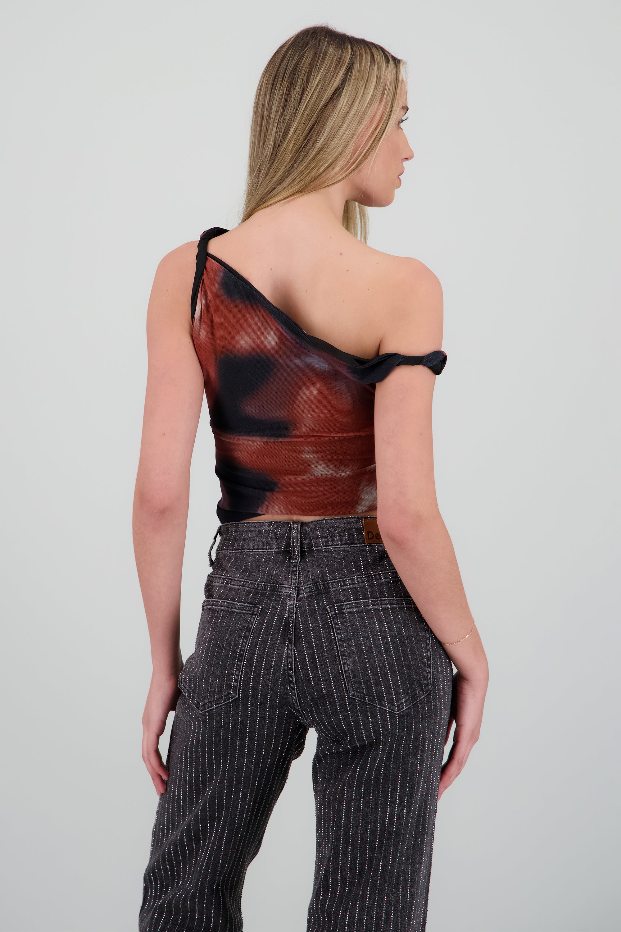 Top tirante twist mesh estampado NEGRO COMBO