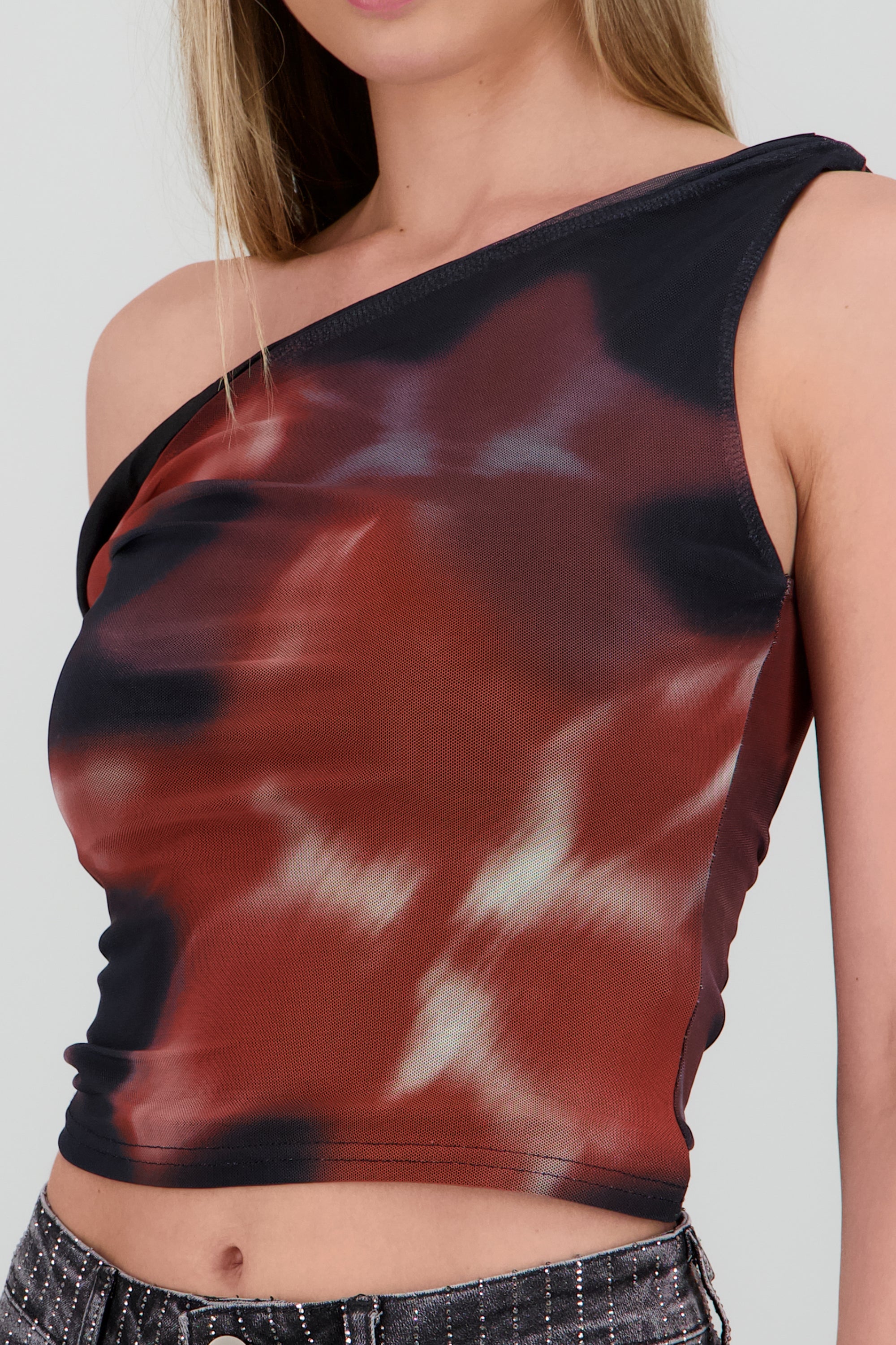 Top tirante twist mesh estampado NEGRO COMBO