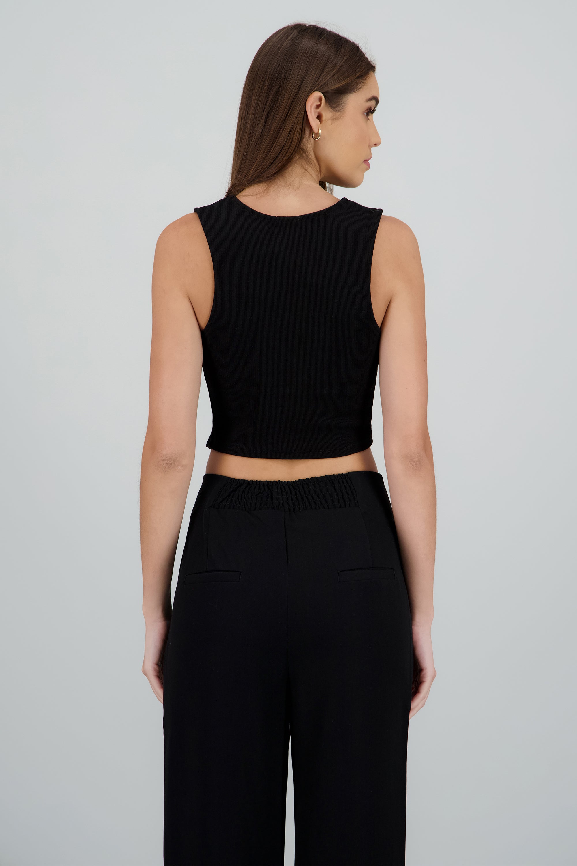 Top chaleco rib NEGRO