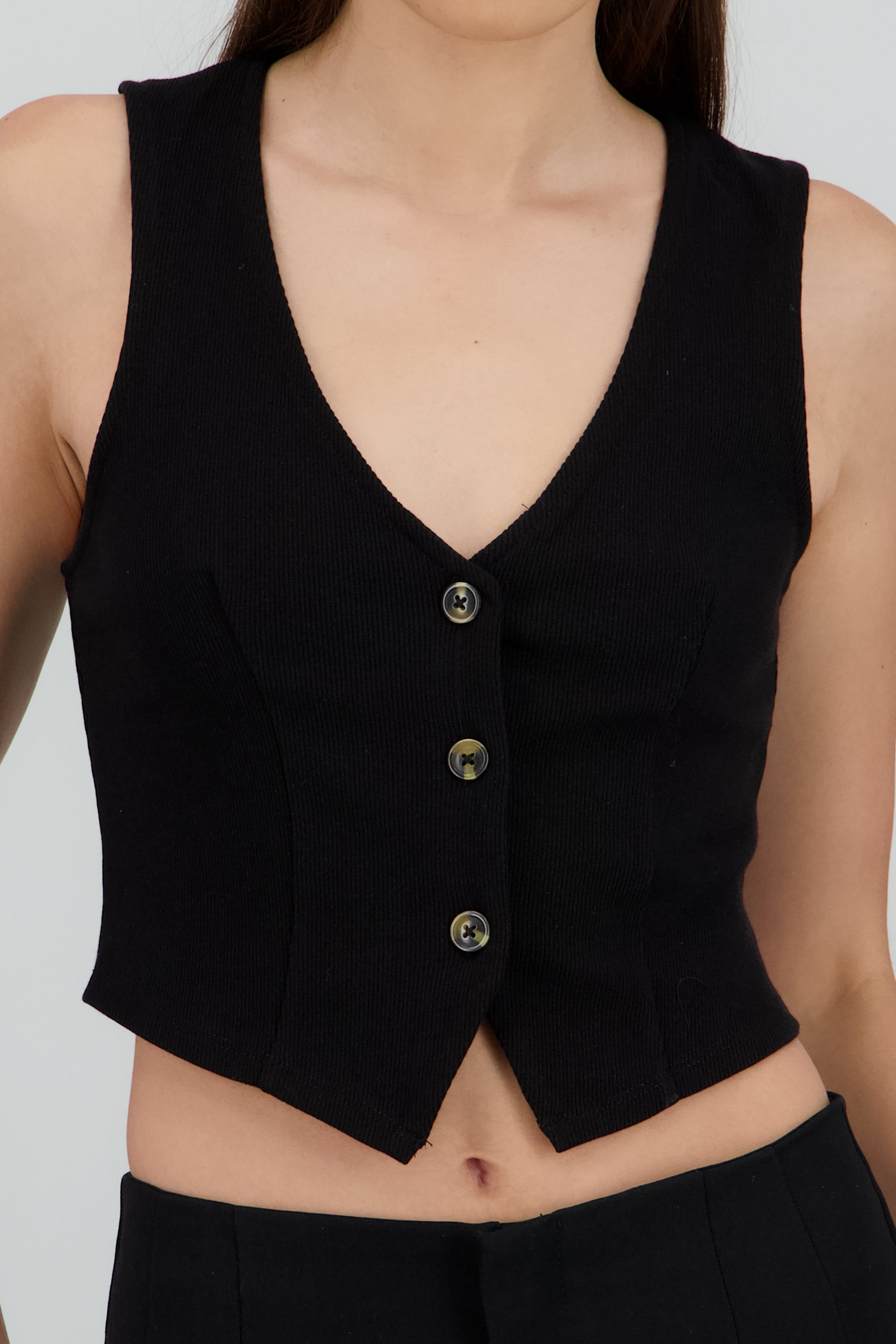 Top chaleco rib NEGRO