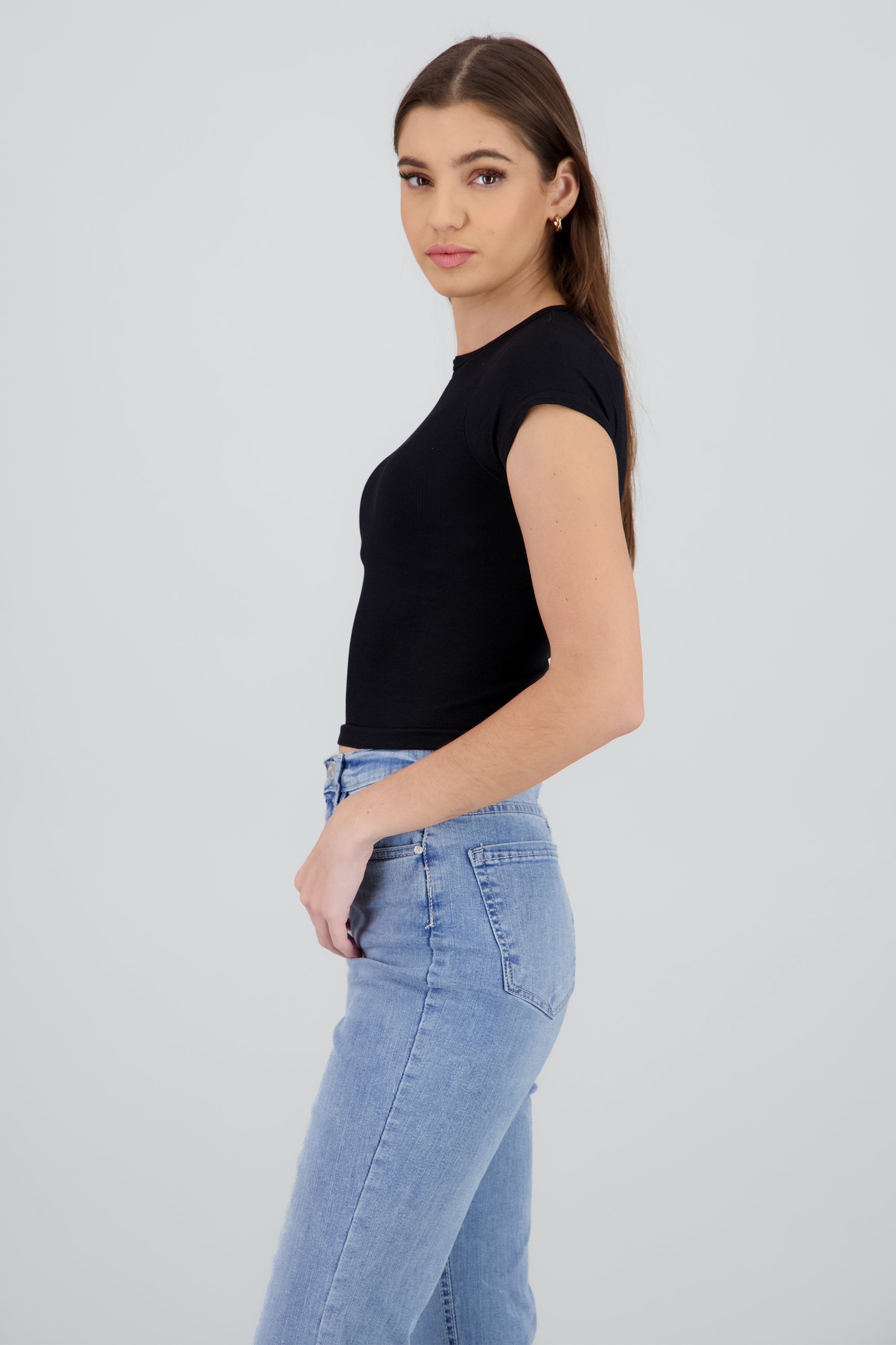 Top seamlesss manga corta NEGRO