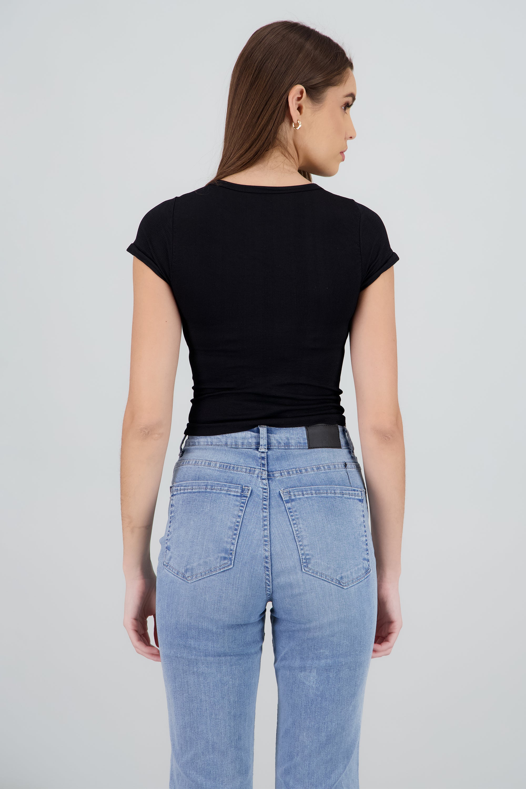 Top seamlesss manga corta NEGRO