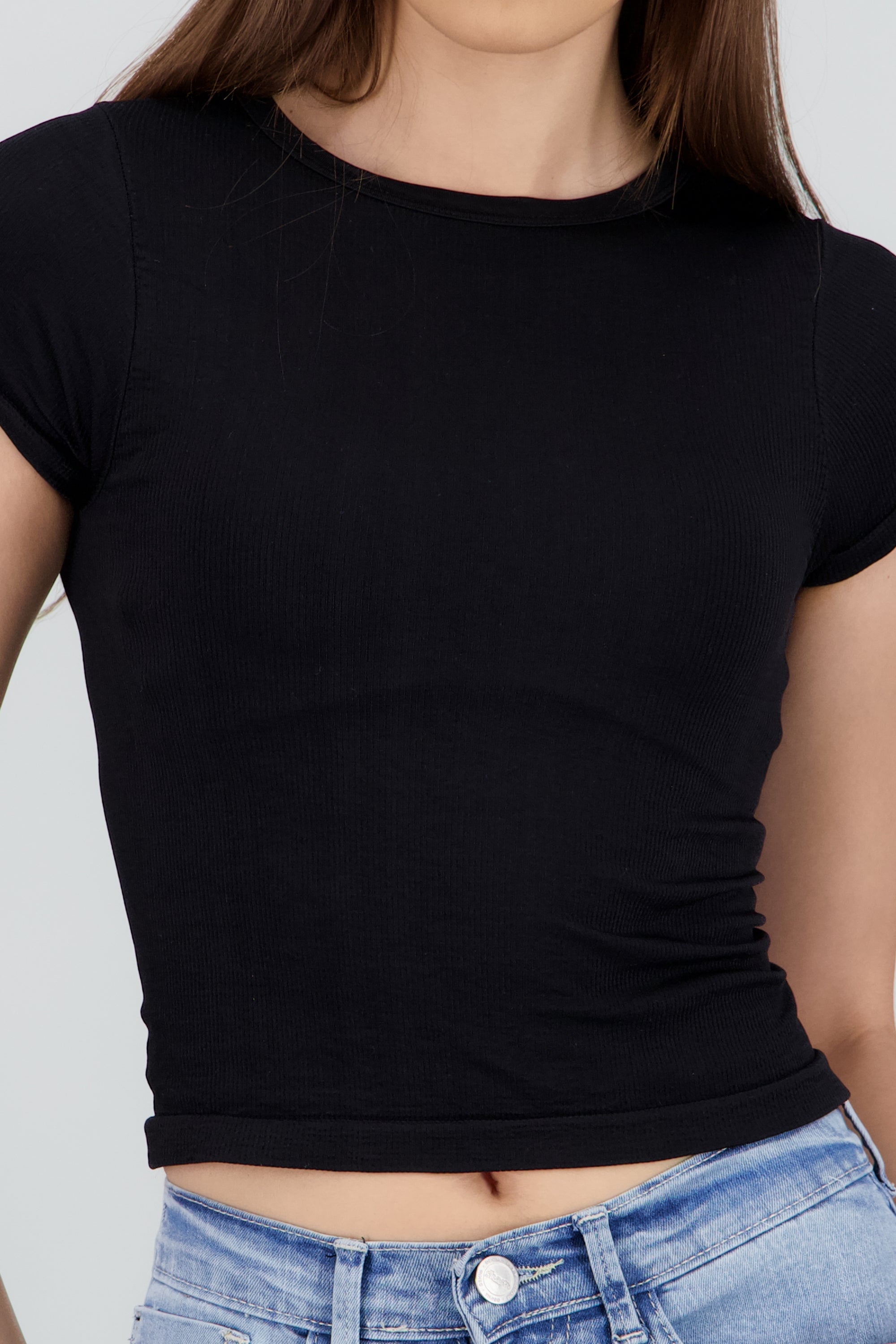 Top seamlesss manga corta NEGRO