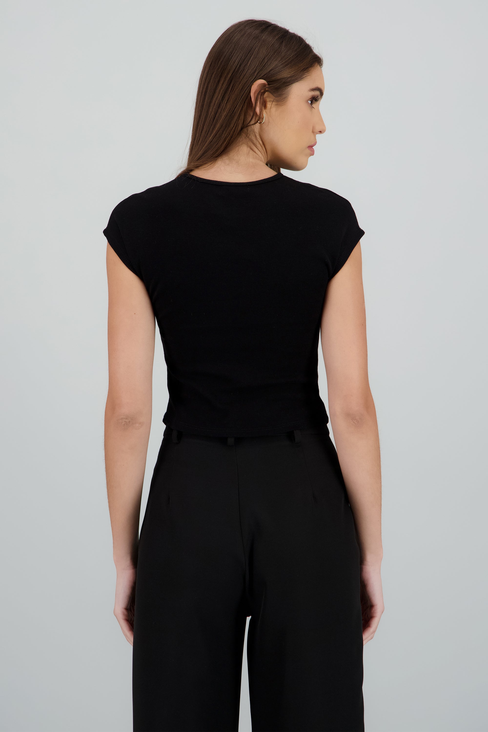Top manga corta liso NEGRO