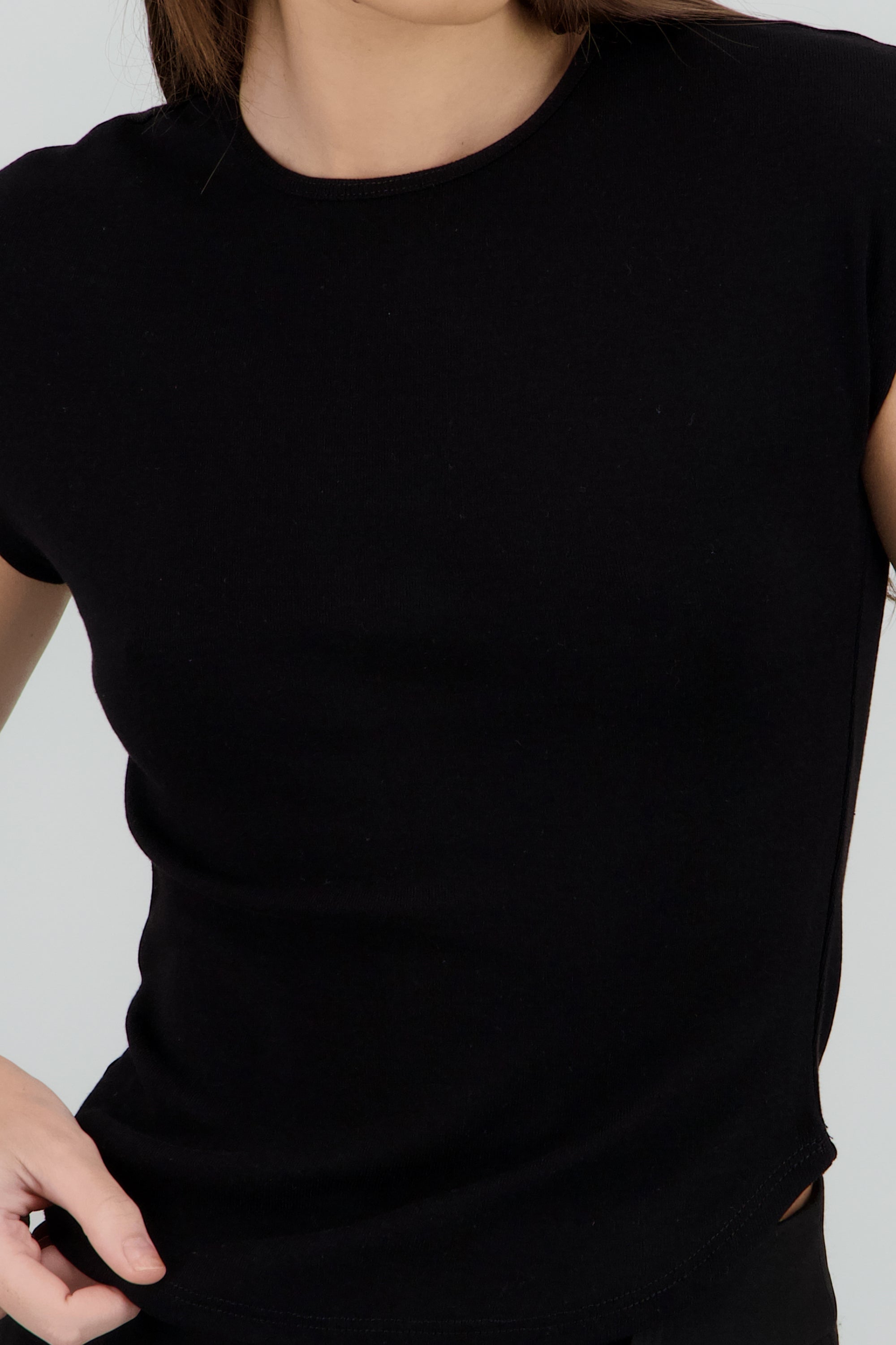 Top manga corta liso NEGRO