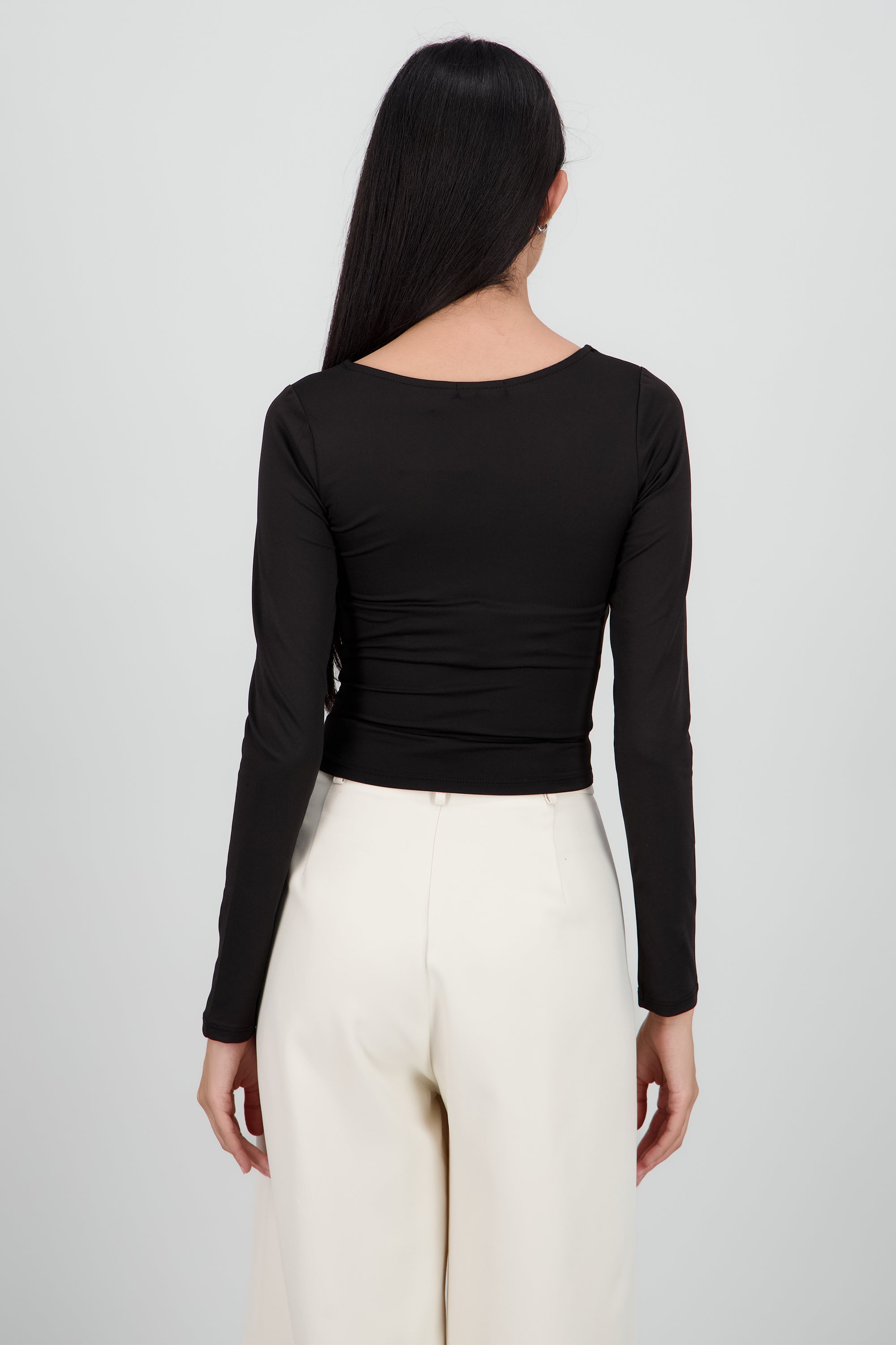 Top manga corta larga NEGRO
