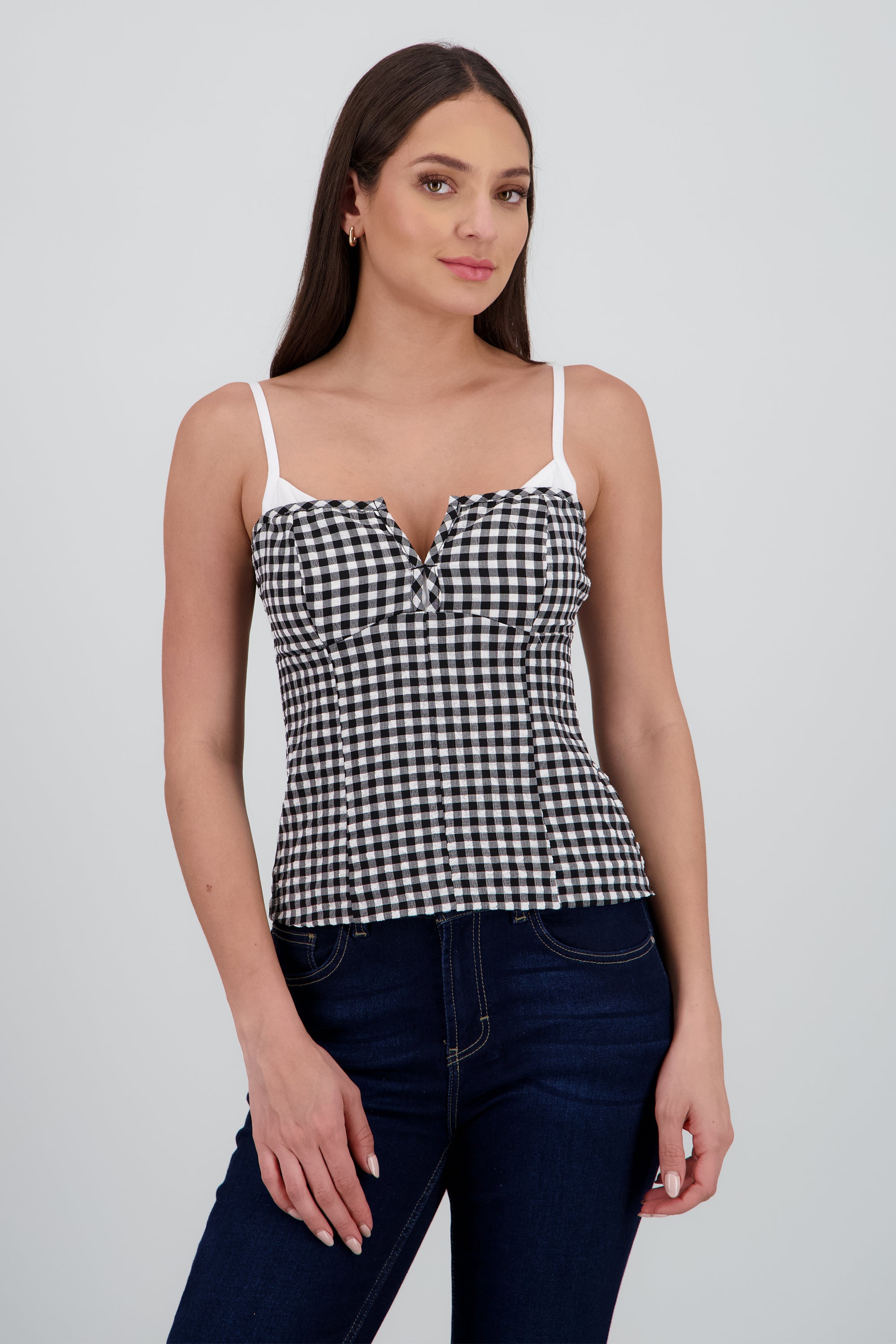 Top de tirantes con contraste NEGRO COMBO