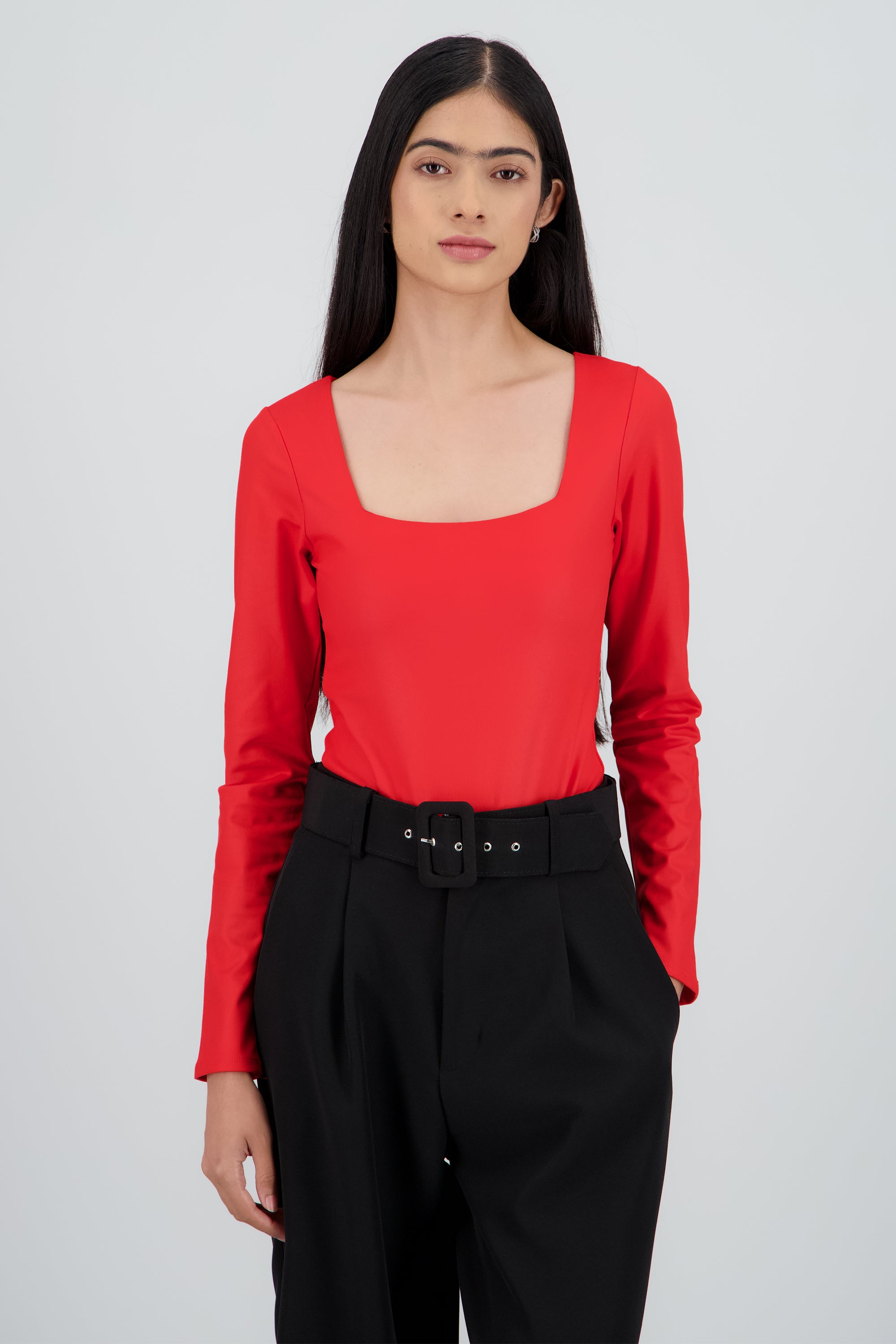 Bodysuit escote cuadrado manga larga ROJO