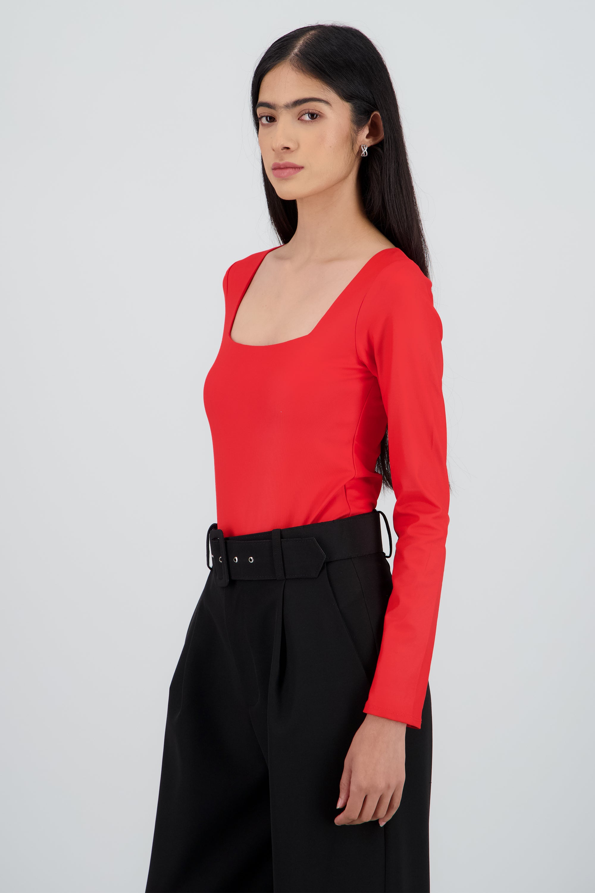Bodysuit escote cuadrado manga larga ROJO