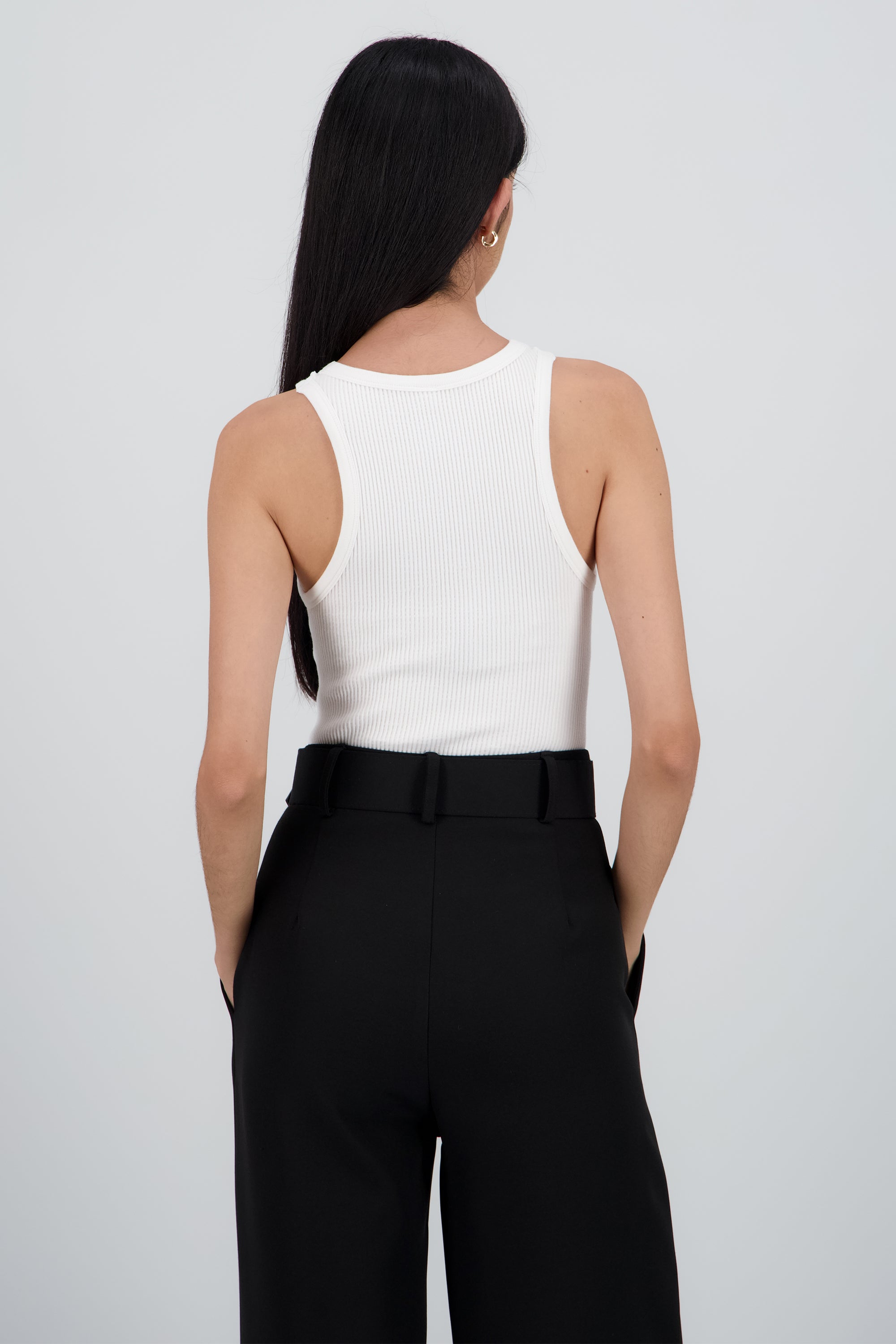 Bodysuit sin mangas de rib grueso BLANCO