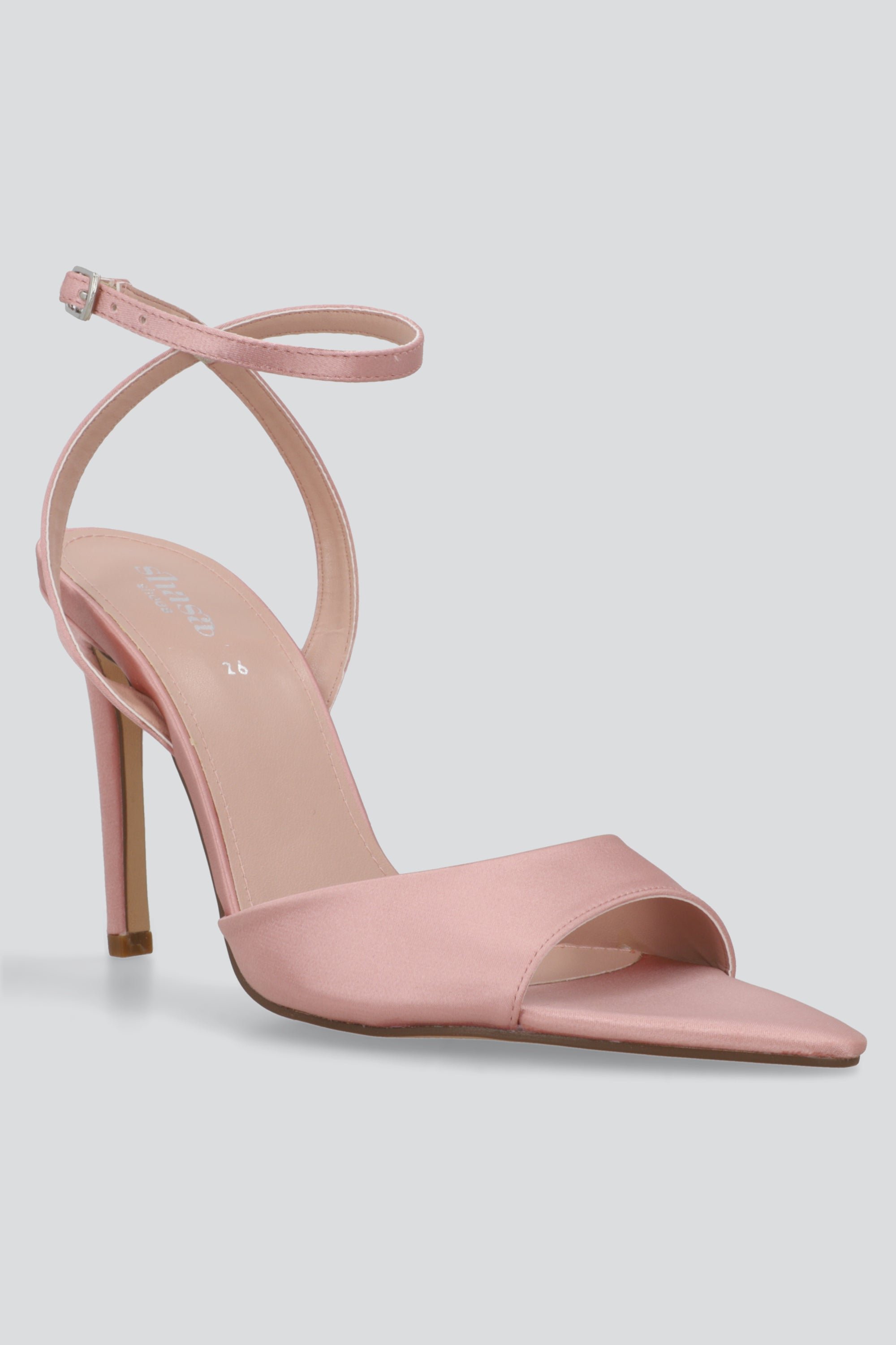 Tacon alto pointy peep toe satin ROSA