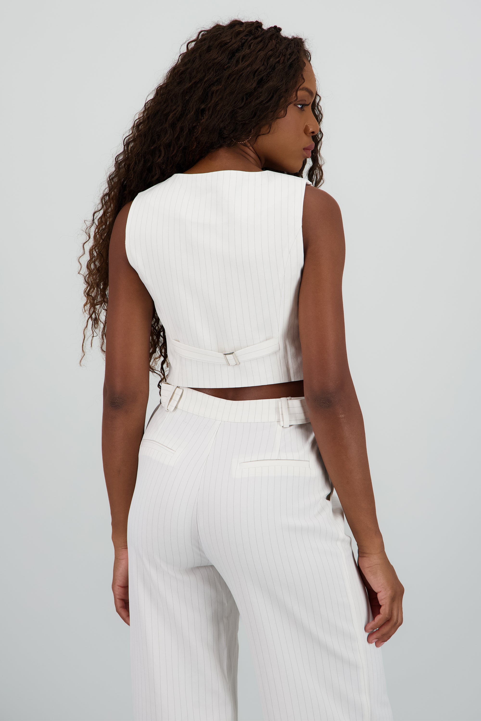 Chaleco escote en v detalle botones BLANCO COMBO