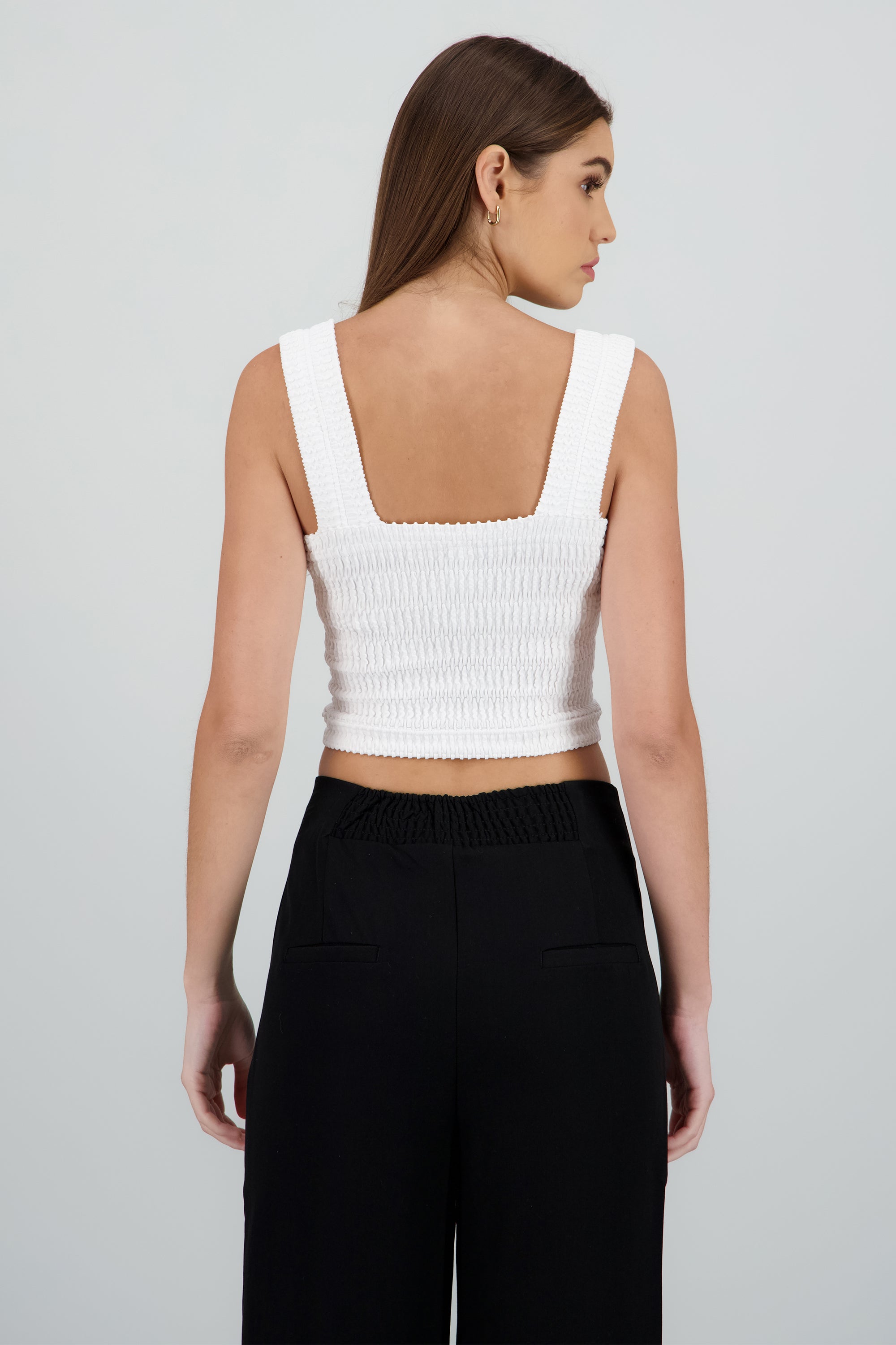 Top sin manga smock BLANCO