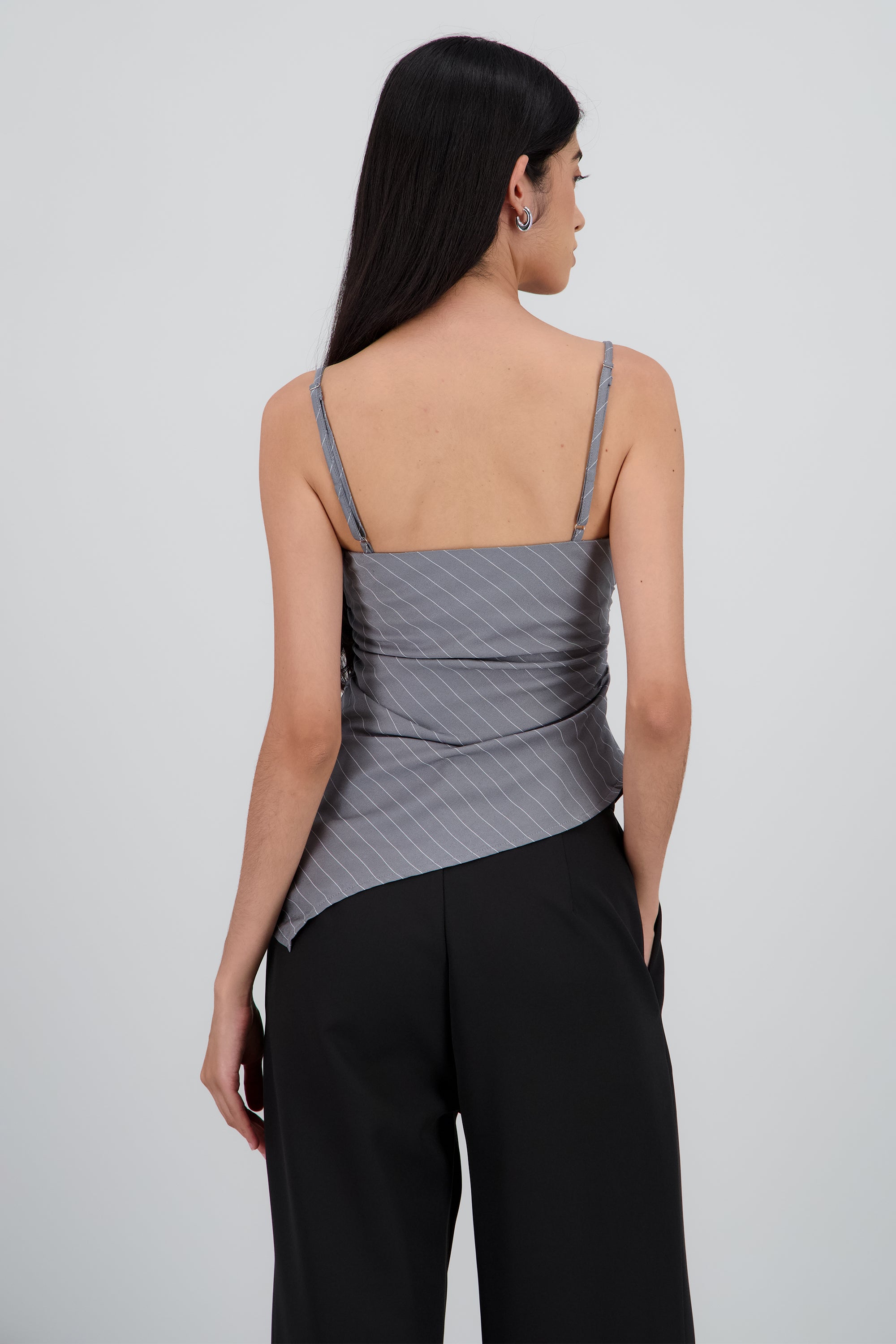 Top sin mangas asimetrico GRIS COMBO