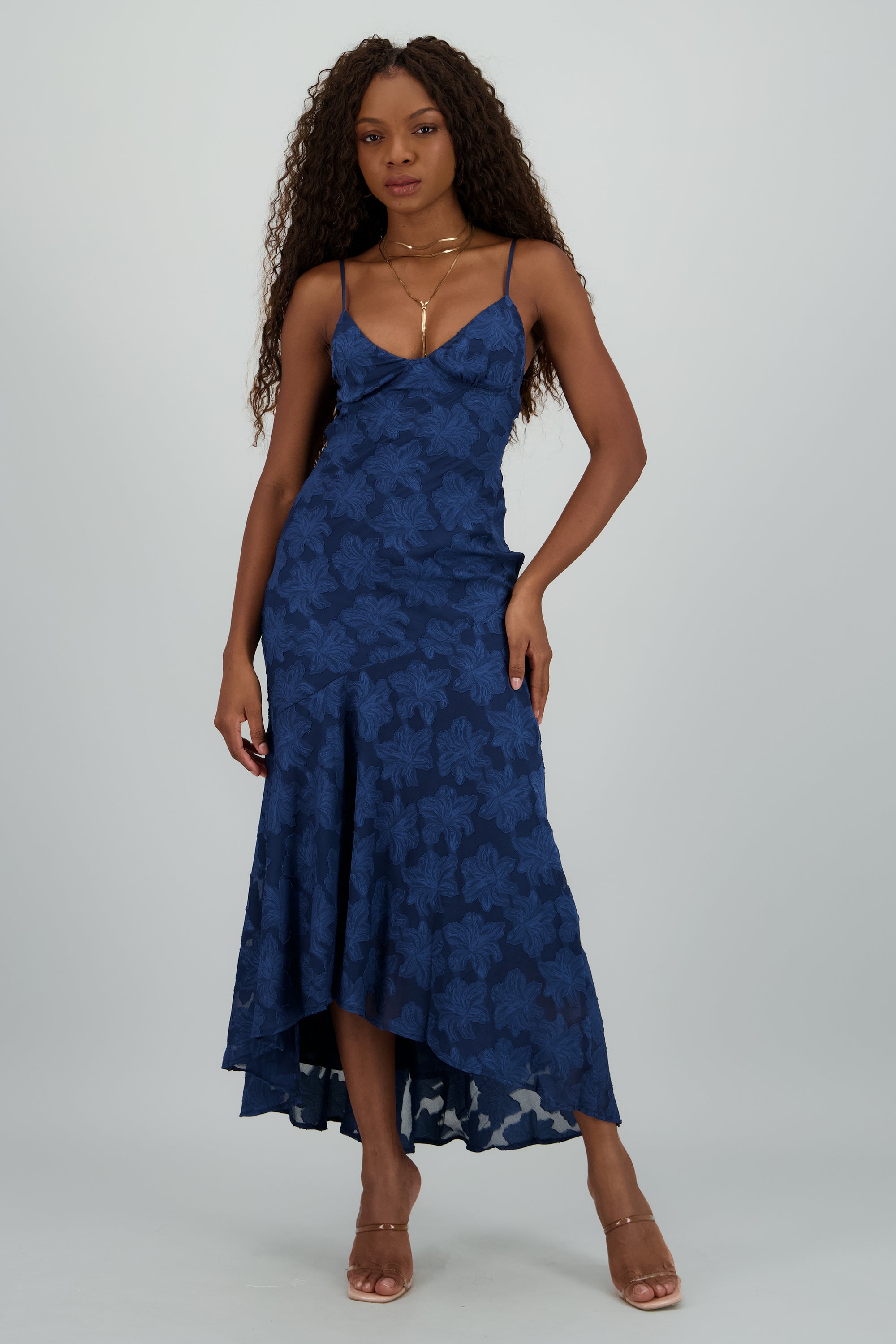 Vestido largo print flores AZUL