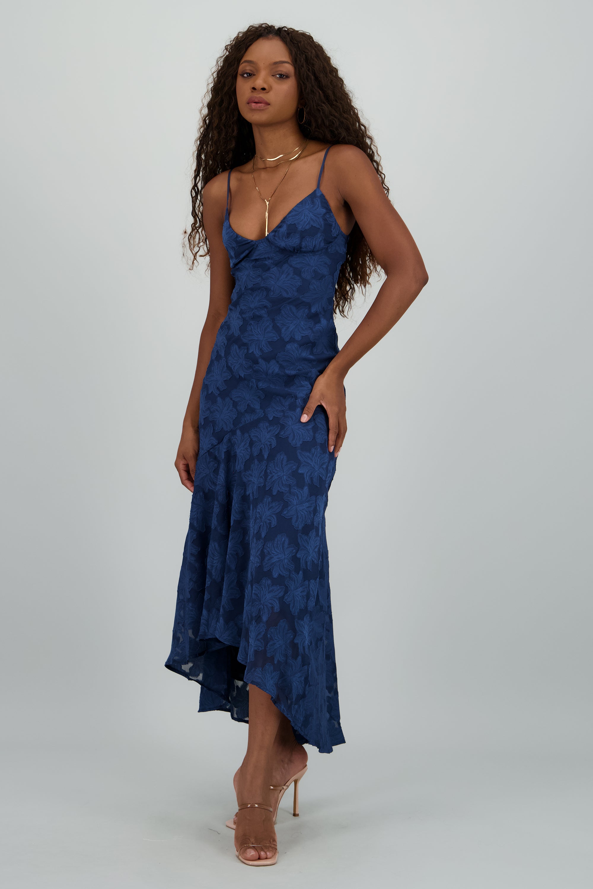 Vestido largo print flores AZUL