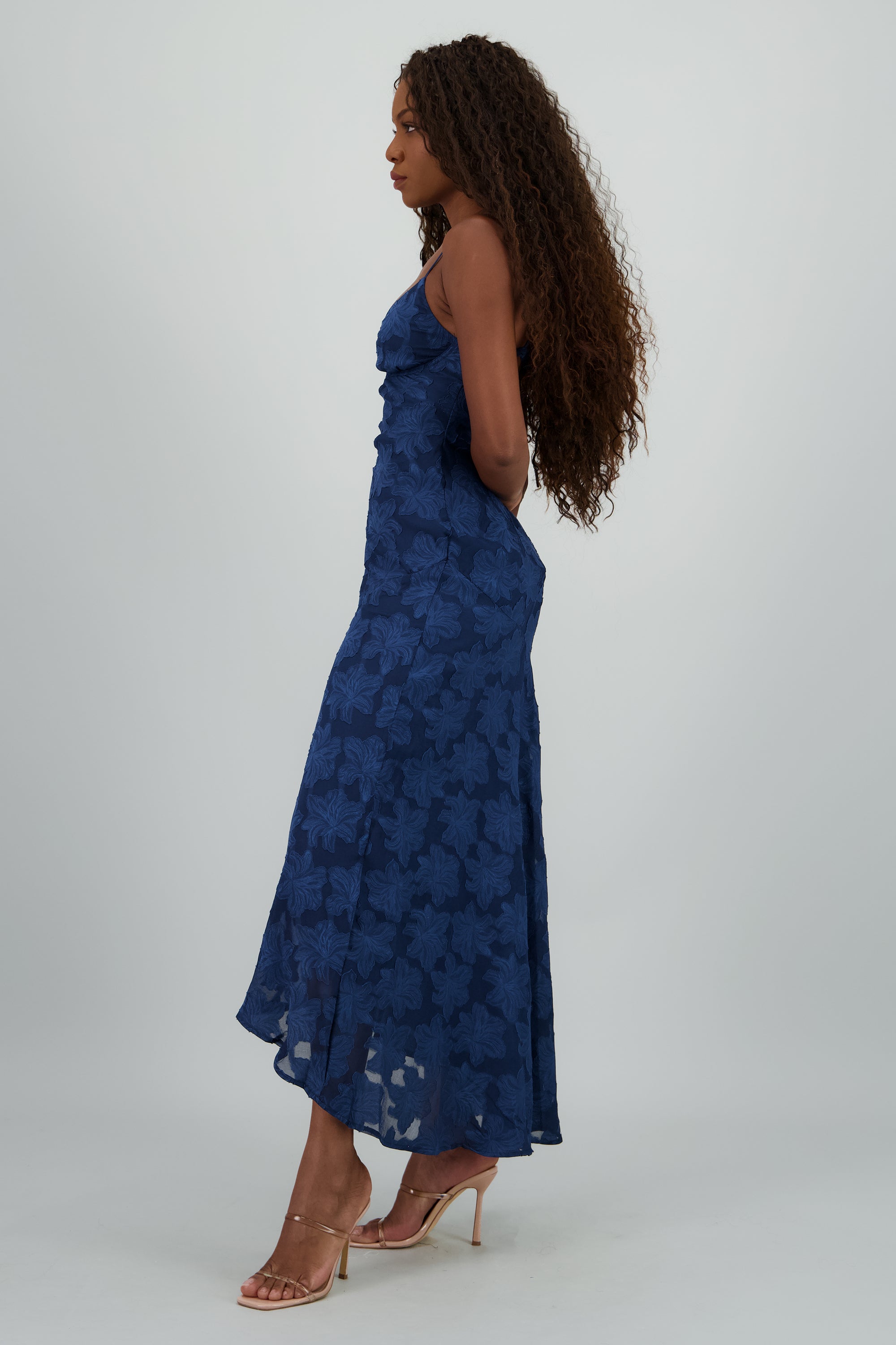 Vestido largo print flores AZUL