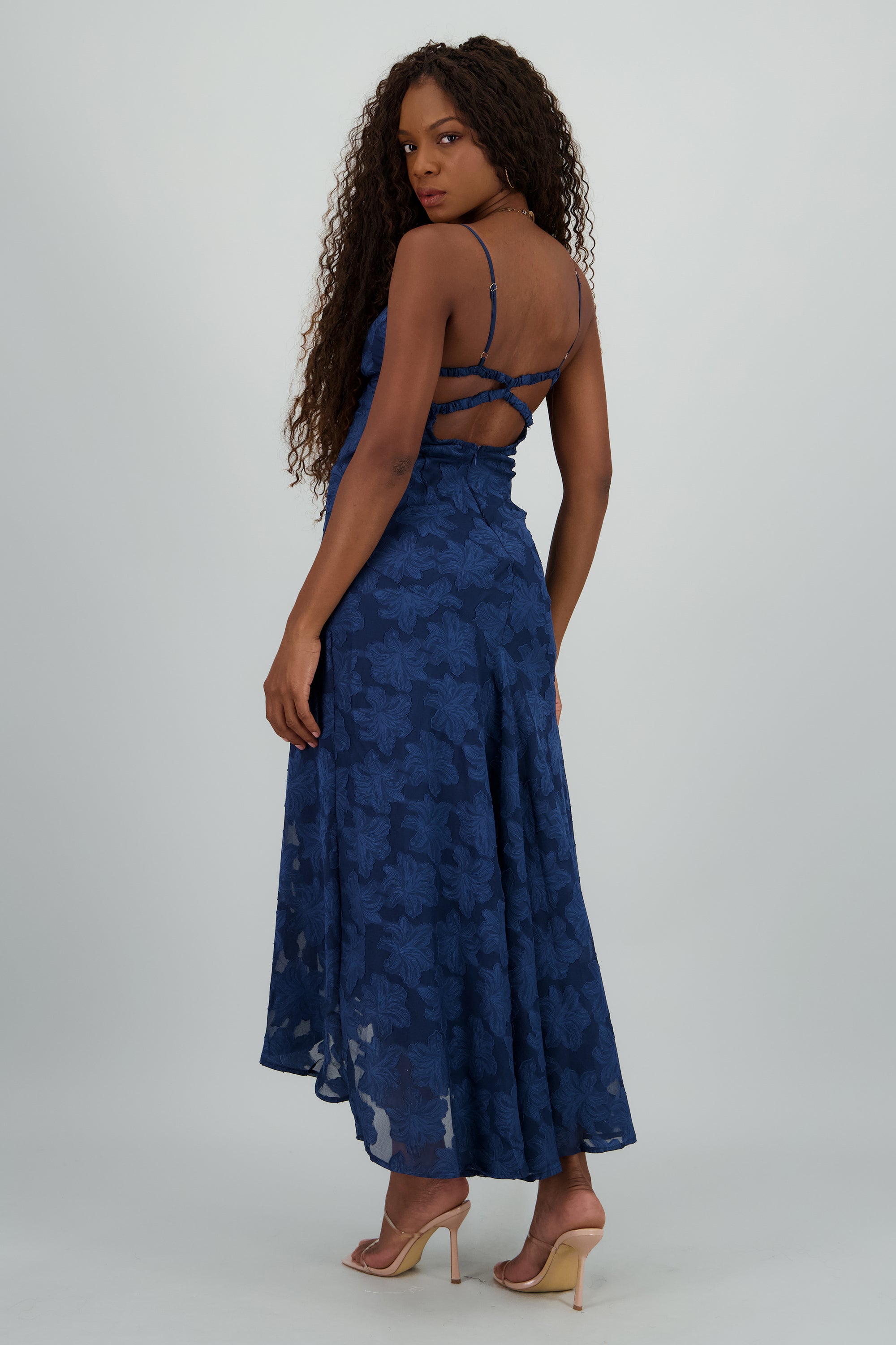 Vestido largo print flores AZUL