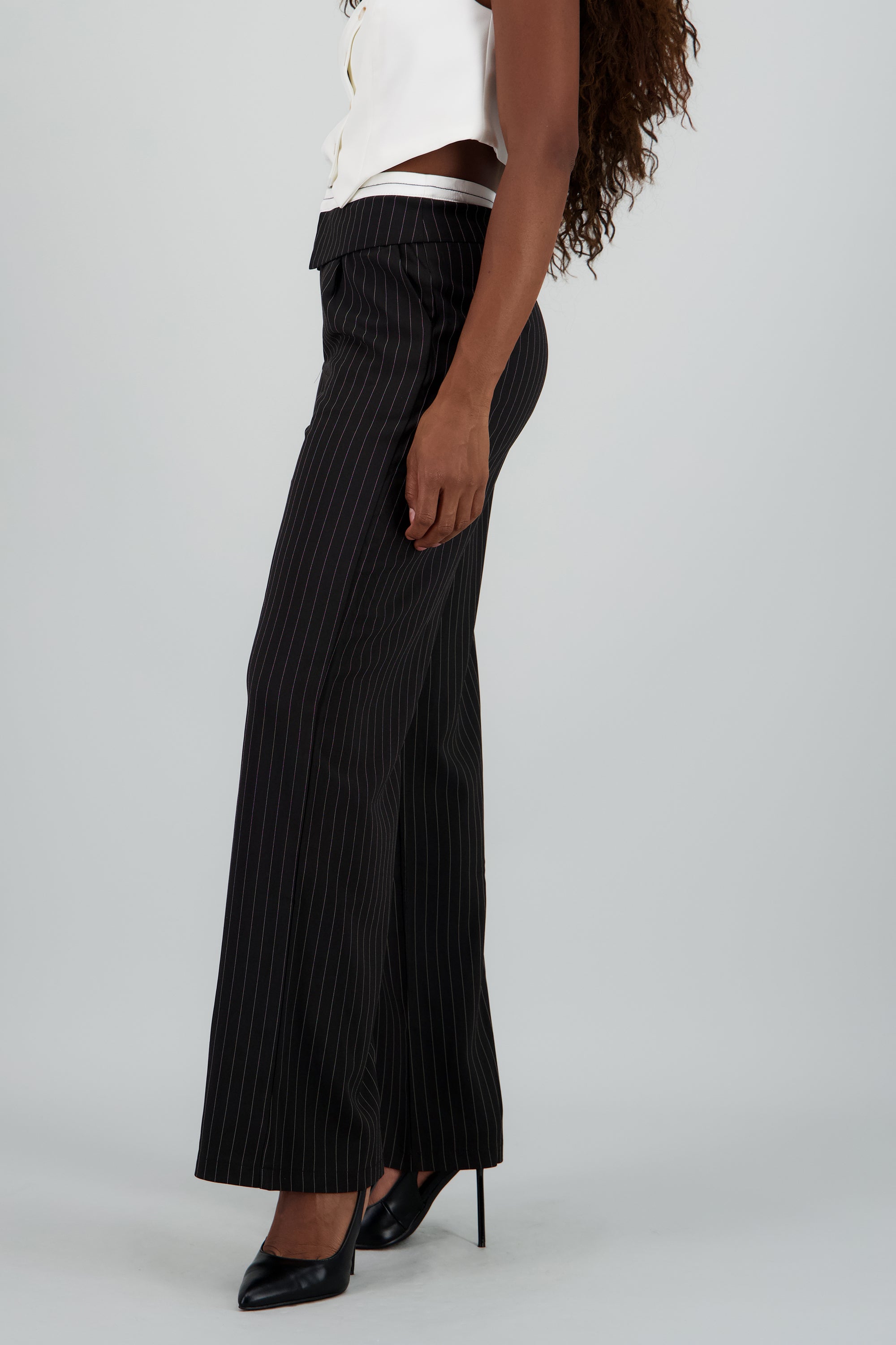 Pantalon sastre detalle pretina rayas NEGRO