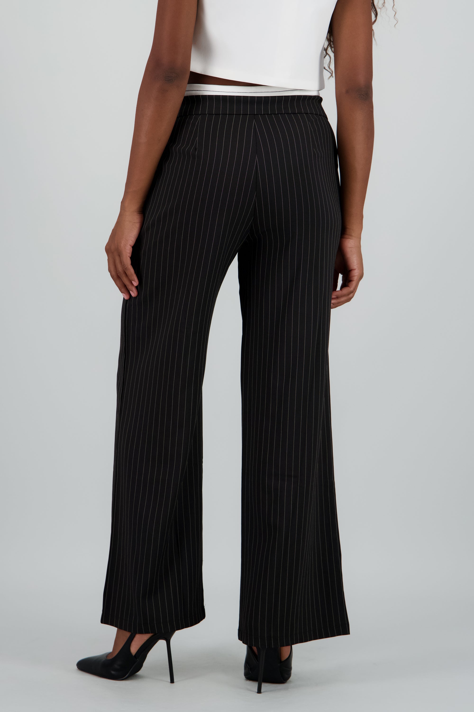 Pantalon sastre detalle pretina rayas NEGRO