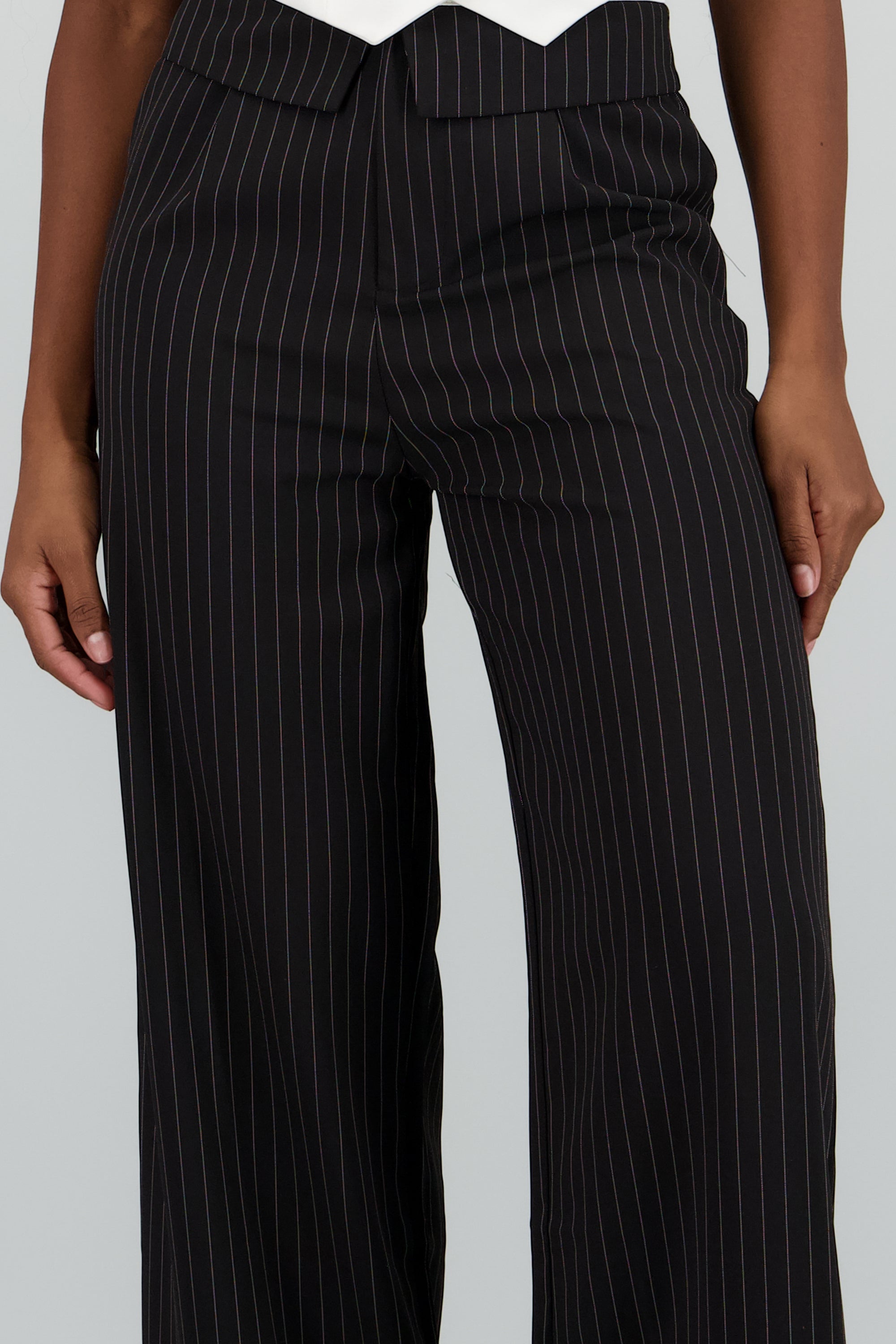 Pantalon sastre detalle pretina rayas NEGRO