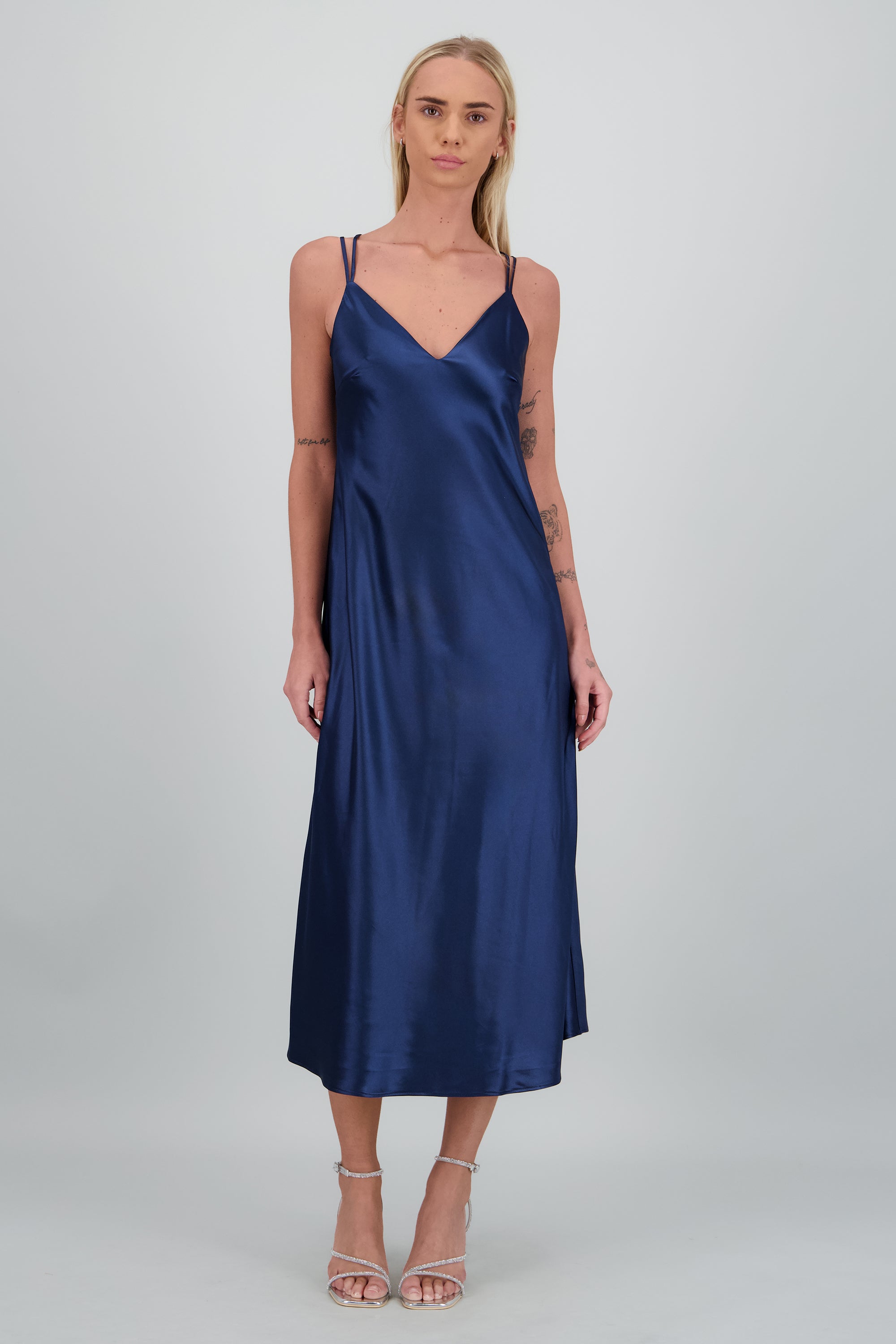 Tacon alto tiras delgadas brillos PLATA