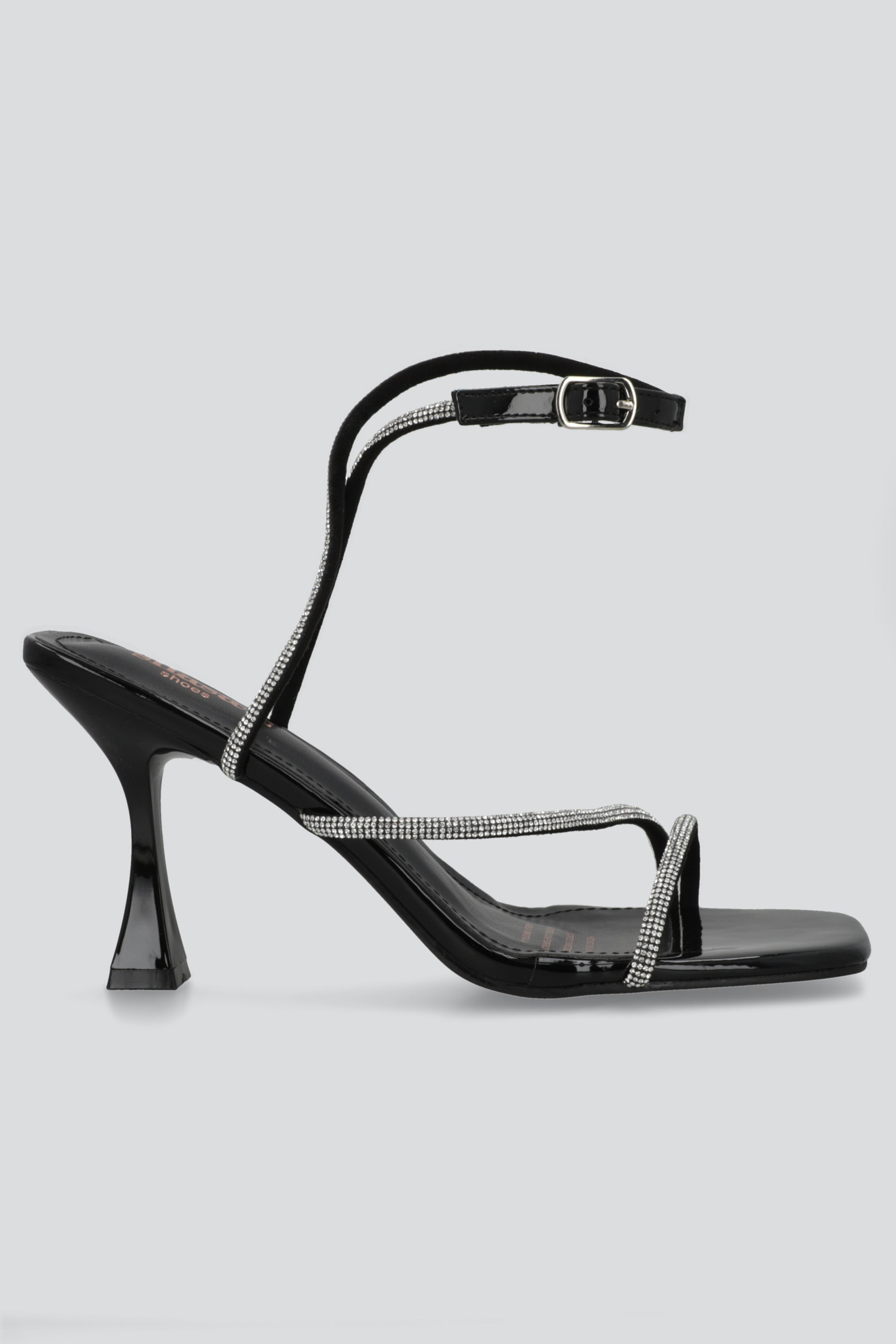 Tacon alto tiras delgadas brillos NEGRO