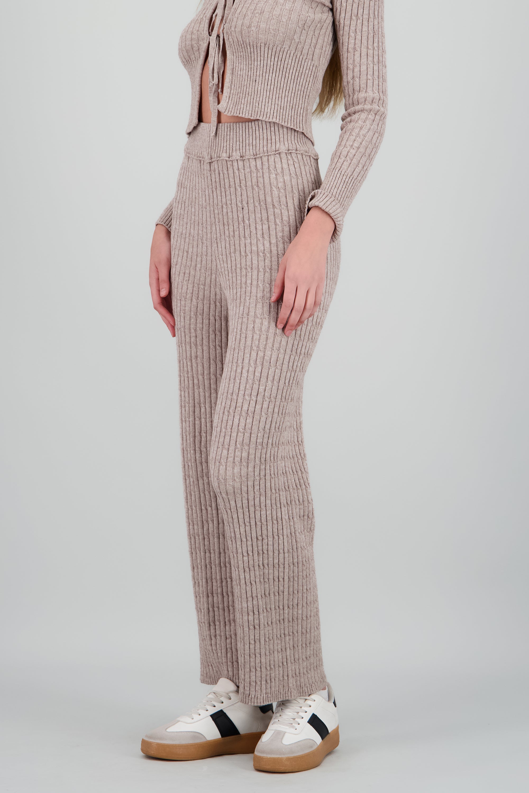 Pantalon tejido trenzado GREIGE