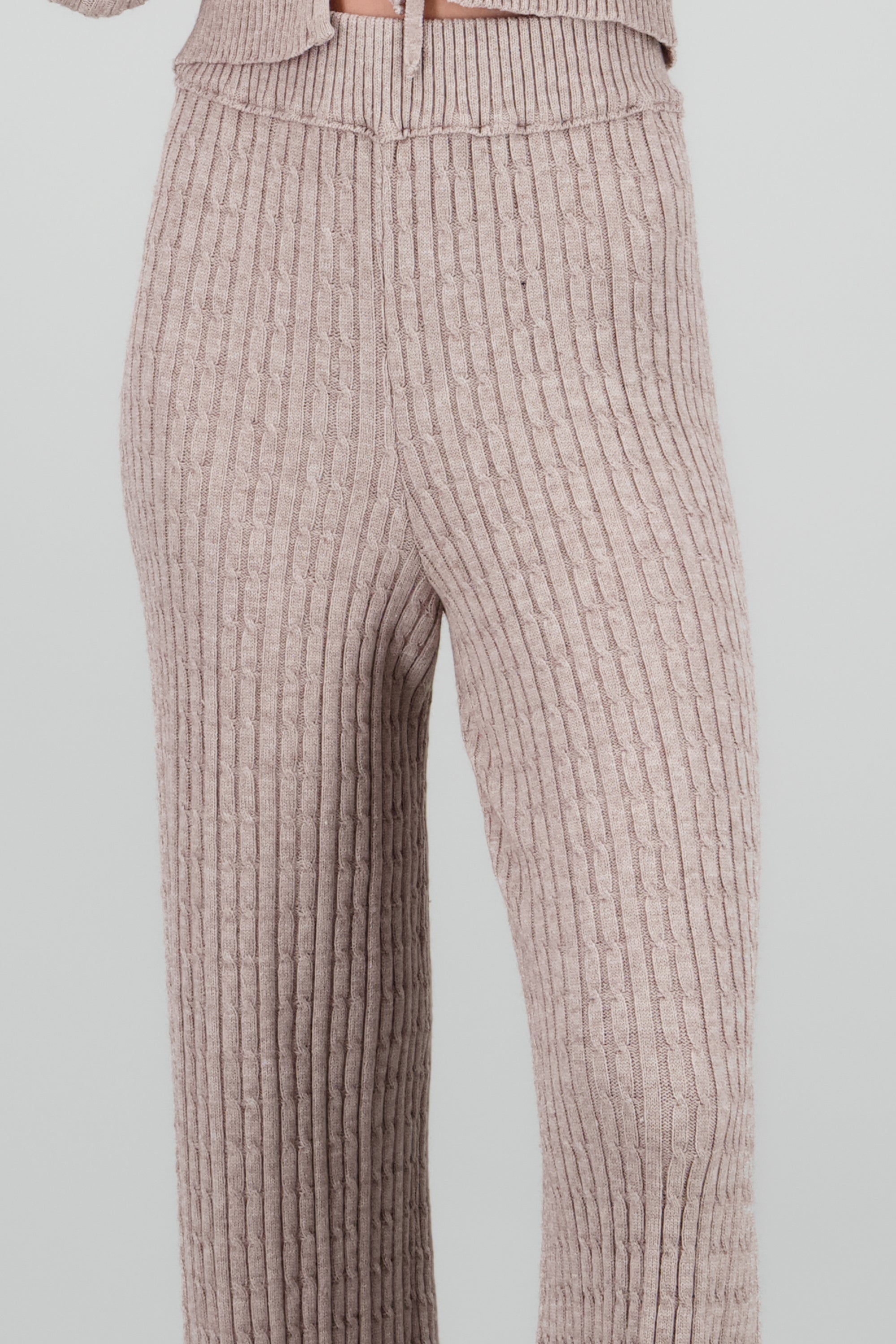 Pantalon tejido trenzado GREIGE