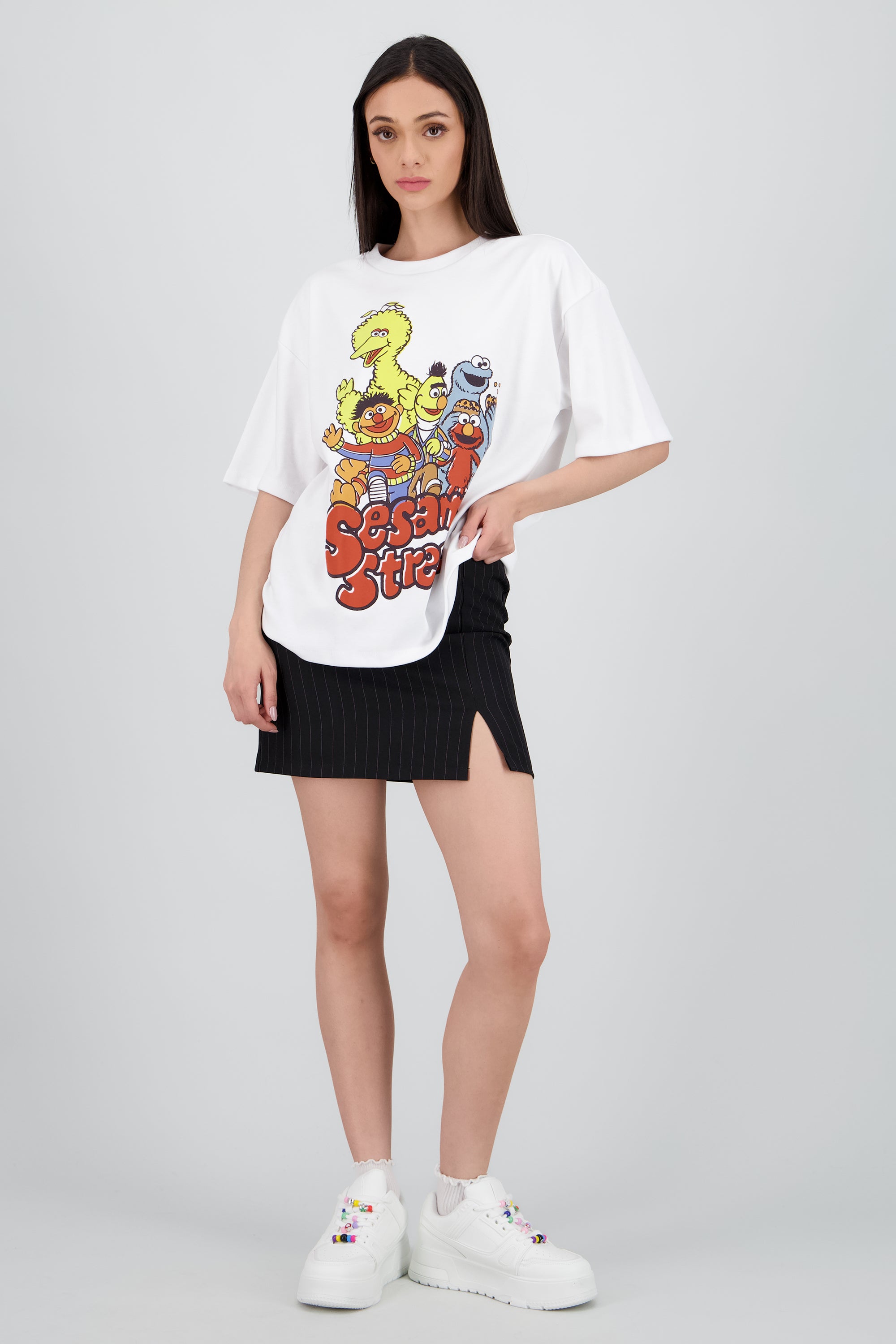 Playera plaza sesamo personajes BLANCO