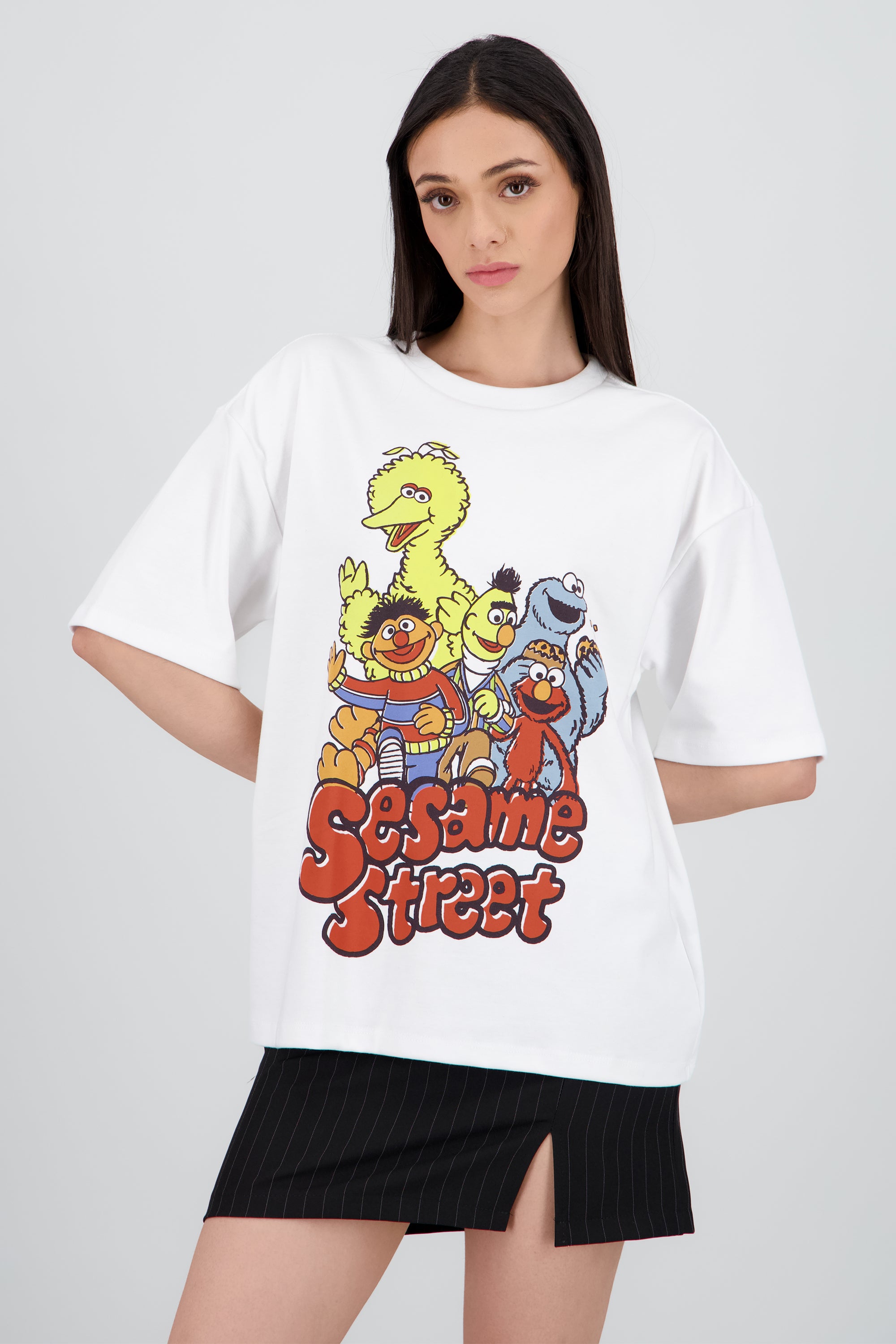 Playera plaza sesamo personajes BLANCO