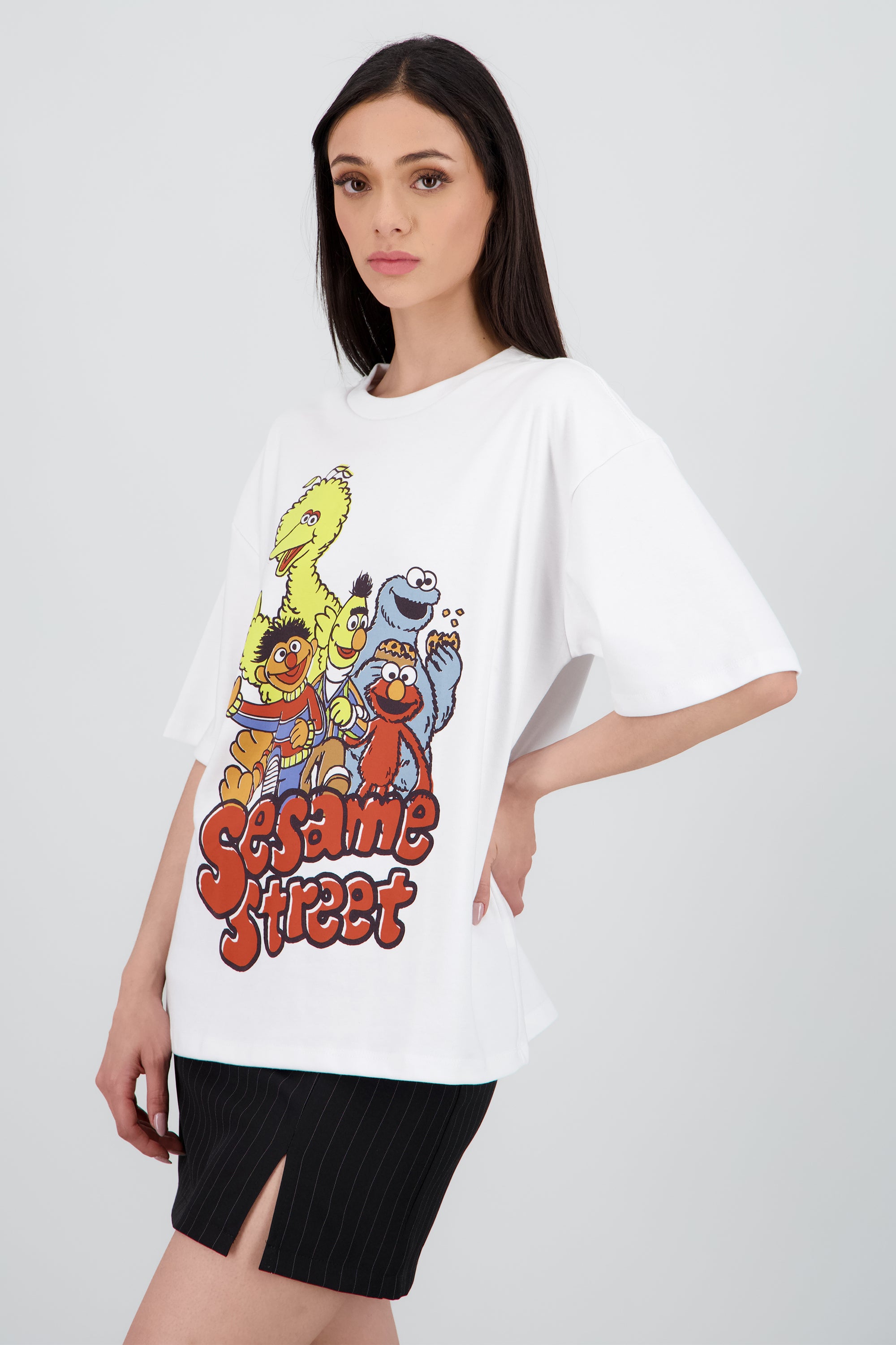 Playera plaza sesamo personajes BLANCO