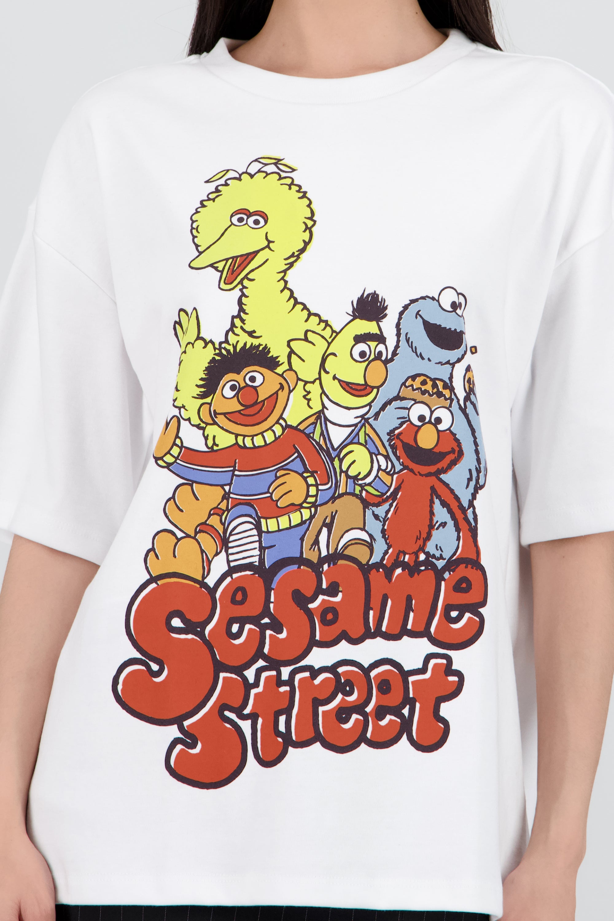 Playera plaza sesamo personajes BLANCO