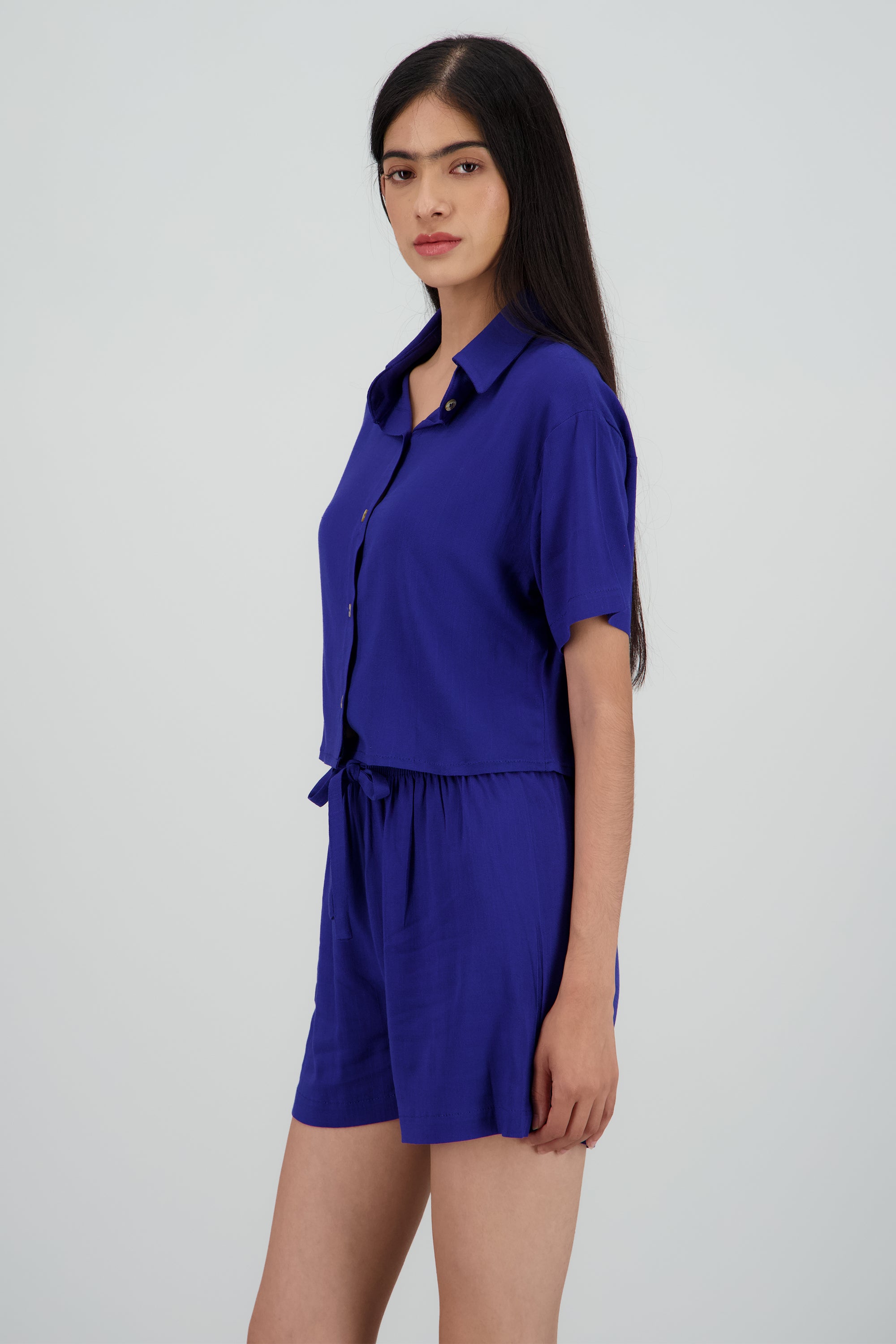 Camisa crop manga corta ligera MARINO
