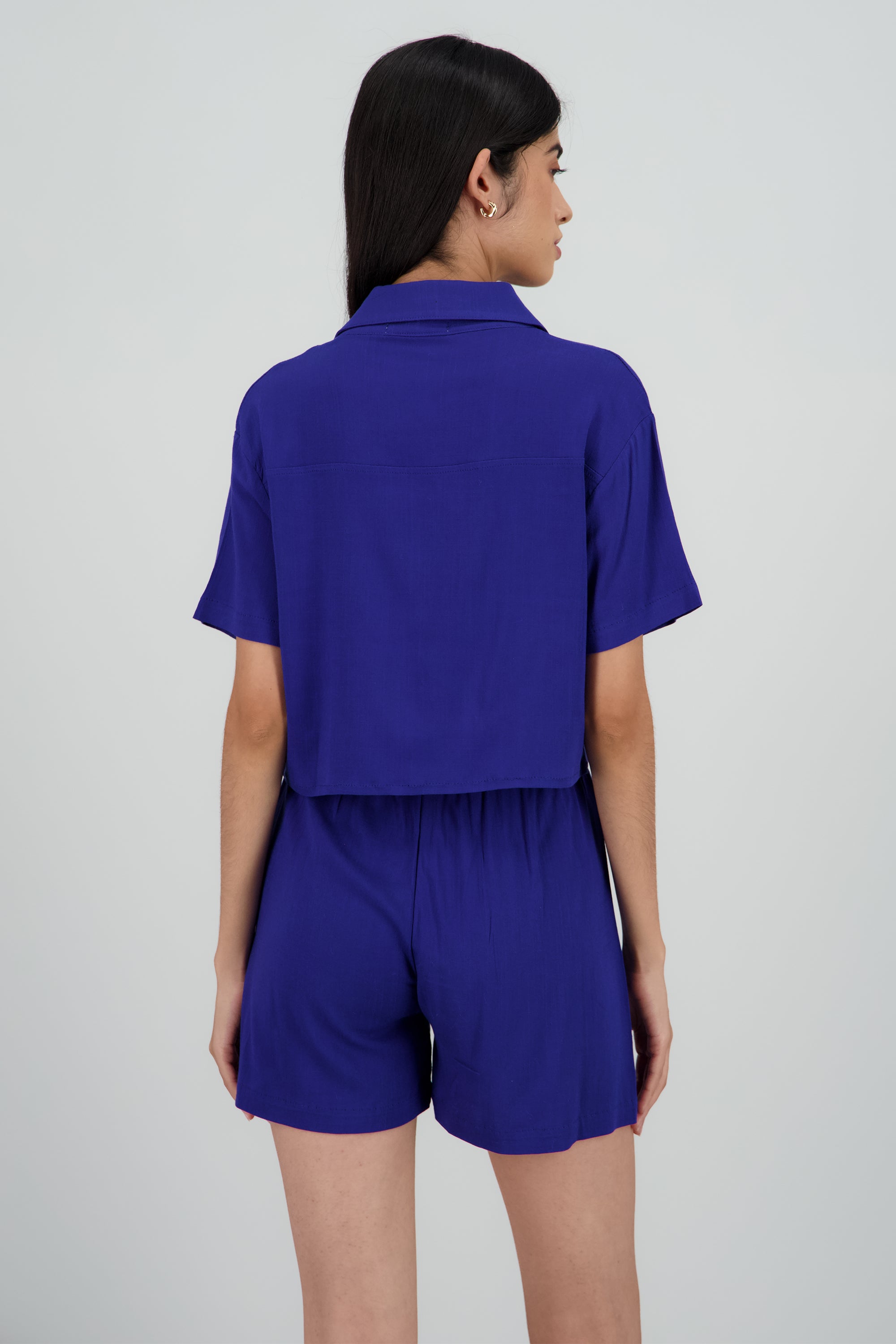 Camisa crop manga corta ligera MARINO